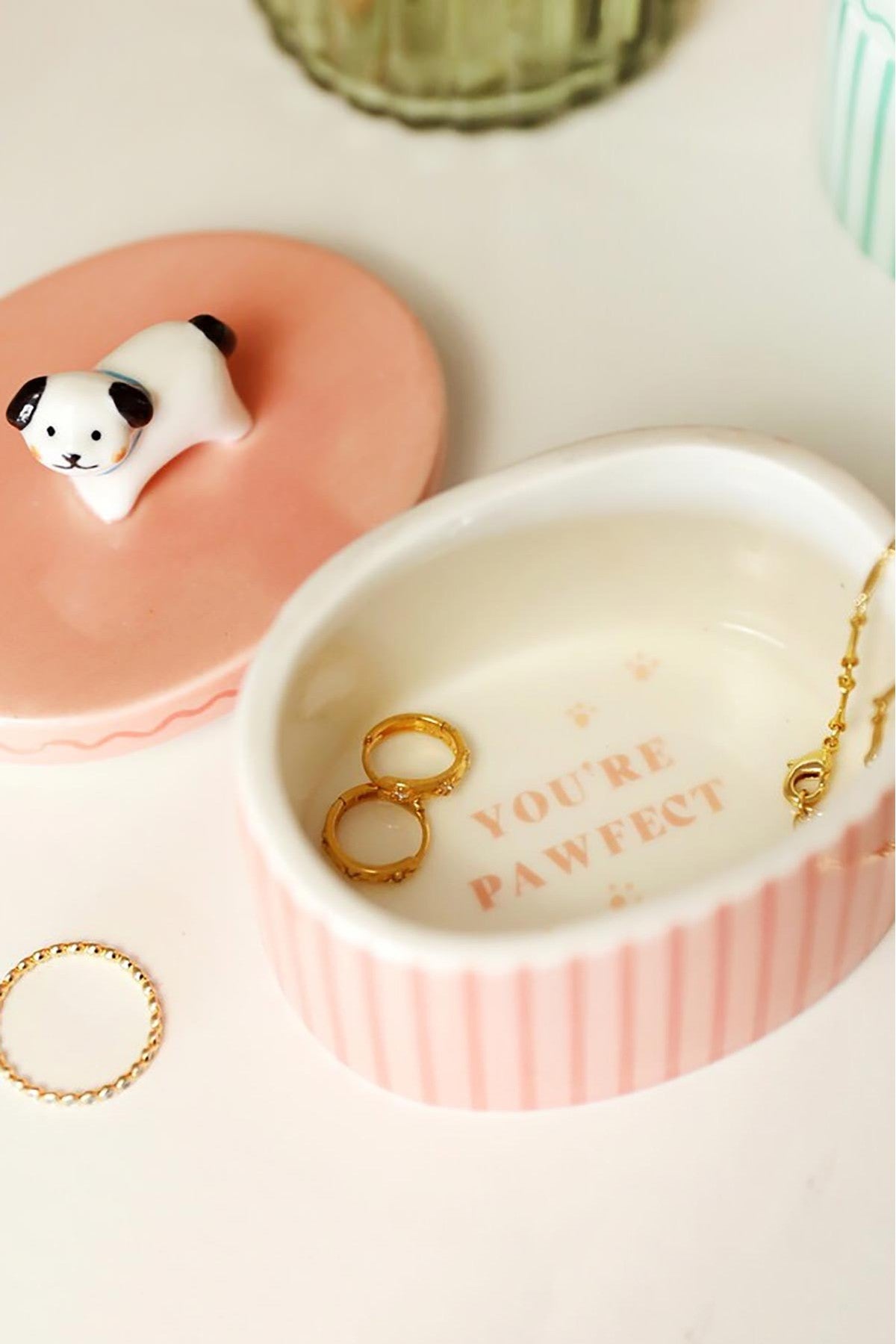 Pink Oval Ceramic Dog Trinket Pot — Urban Wild