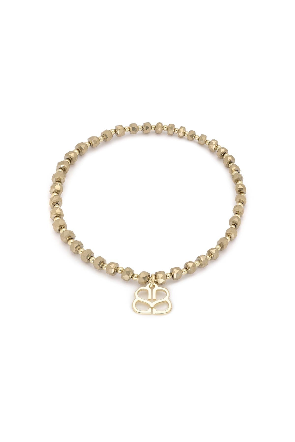 Prunus gold-tone faceted crystal beaded stretch bracelet with signature charm — Urban Wild