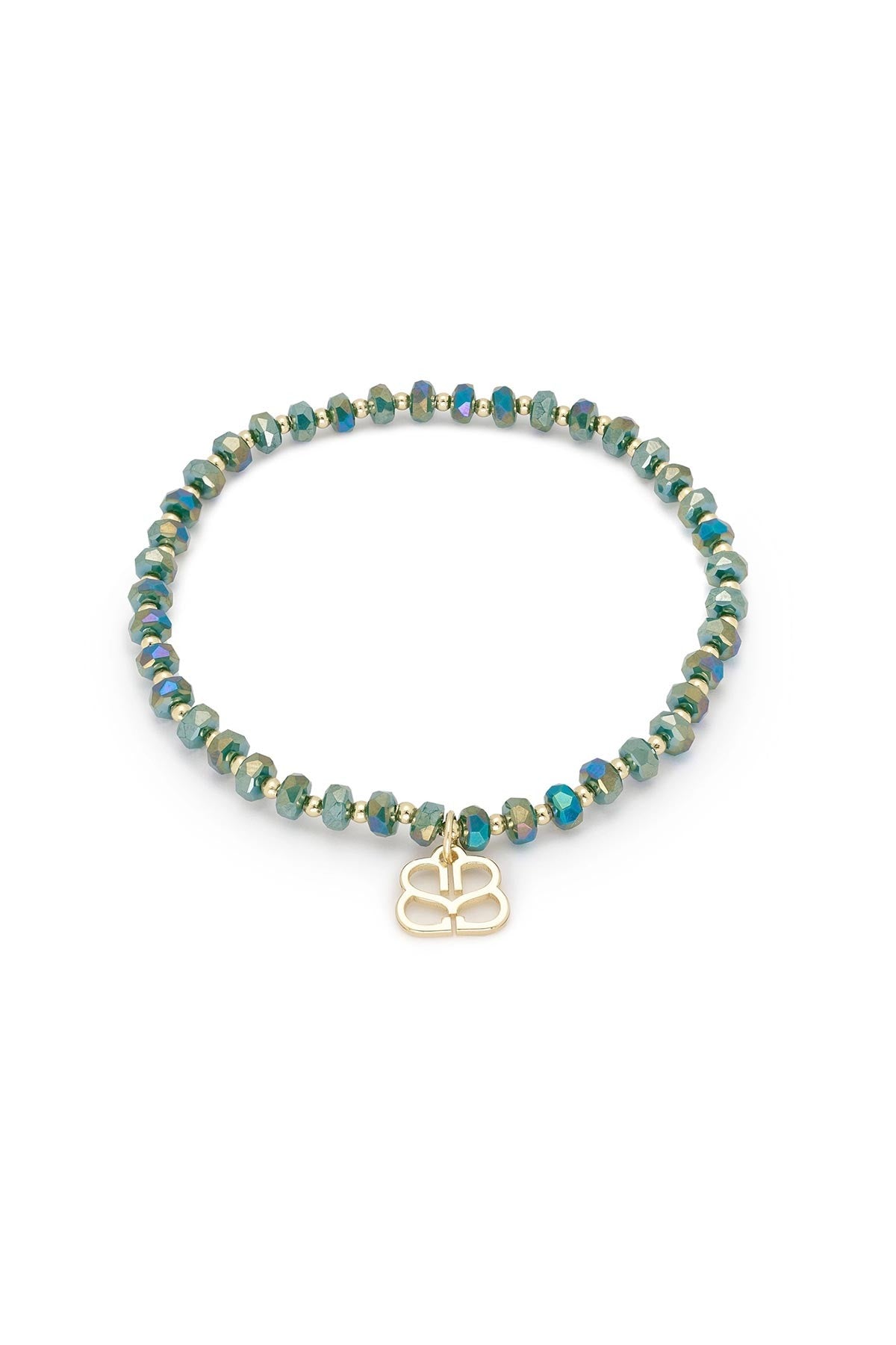 Prunus green crystal and gold waterproof stretch bracelet handmade by Boho Betty — Urban Wild