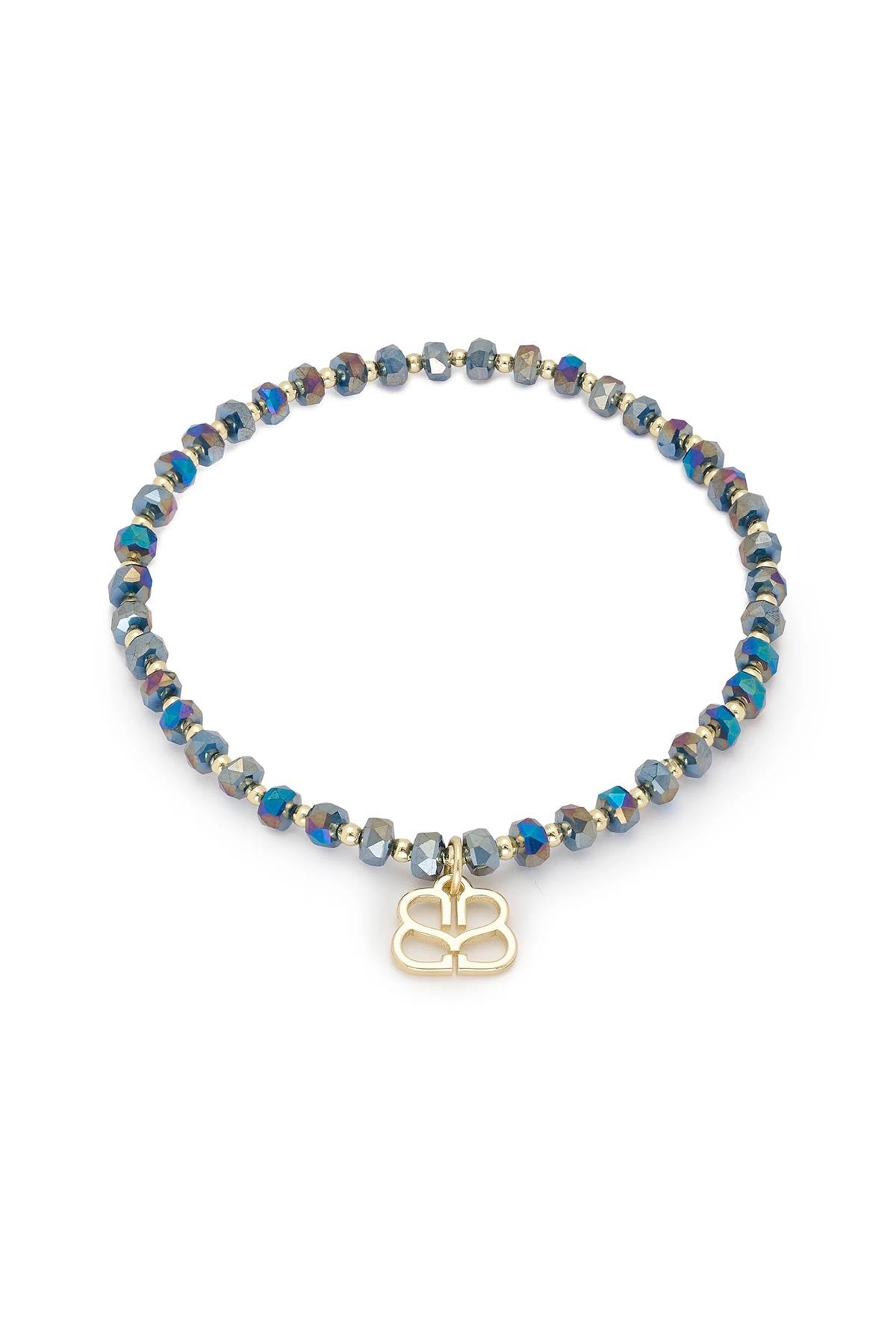 Prunus navy crystal and gold beaded handmade stretch bracelet by Boho Betty — Urban Wild
