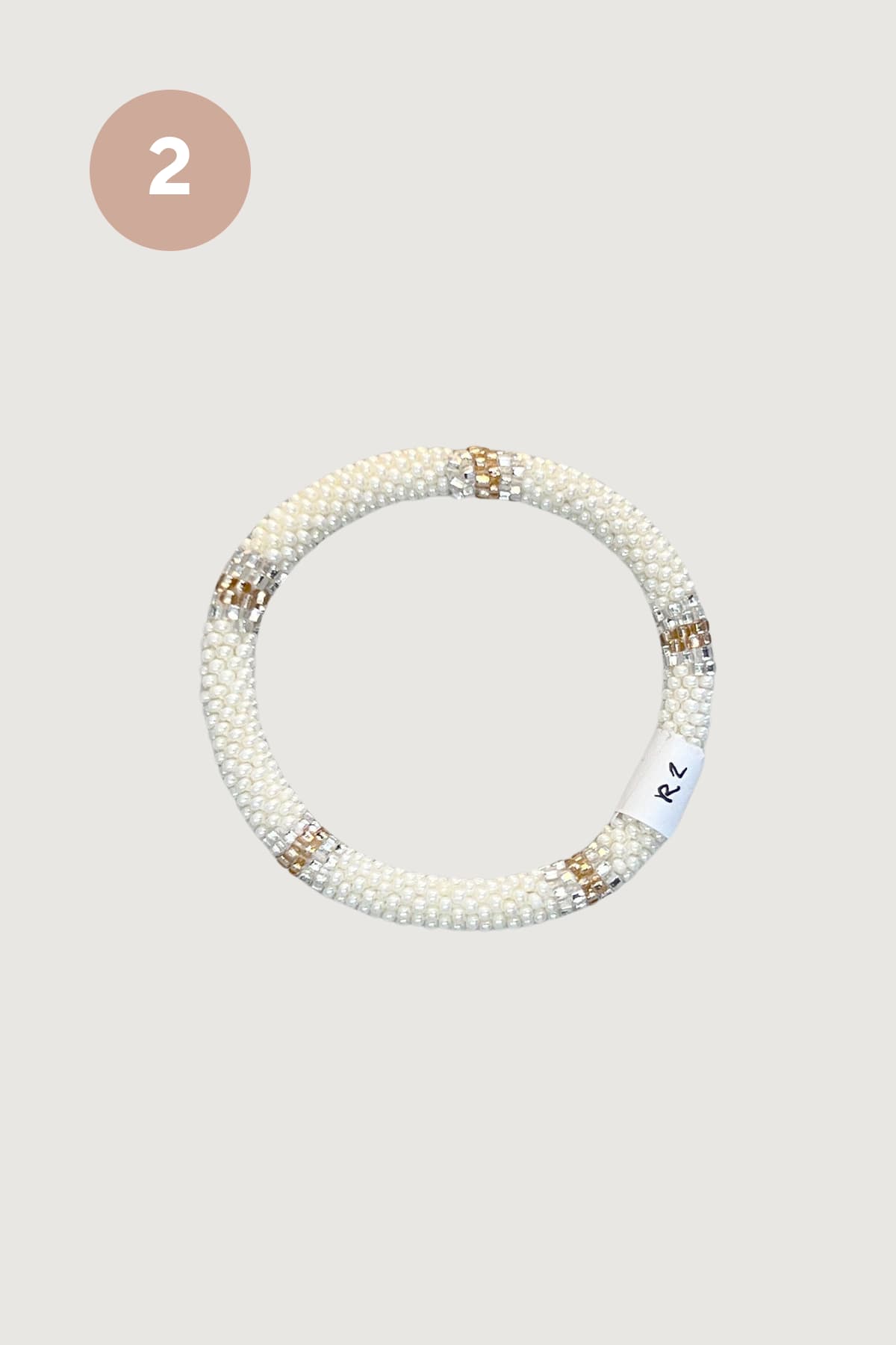 Ivory pearl gold beaded Roll-On bracelet design two handmade fair trade - Urban Wild