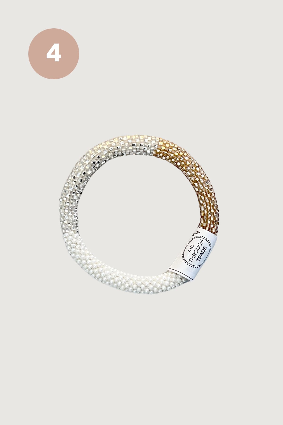 Silver gold and ivory beaded Roll-On bracelet design four fair trade Nepal - Urban Wild