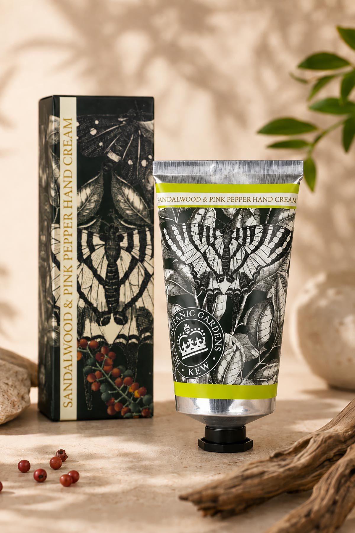 Sandalwood and pink pepper hand cream in illustrated recyclable aluminium tube — Urban Wild