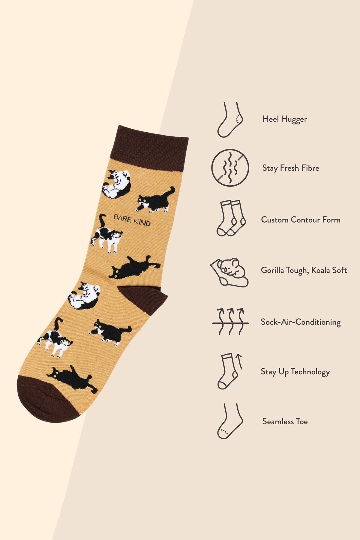 Save the Cats Brown Bamboo Crew Socks — Urban Wild