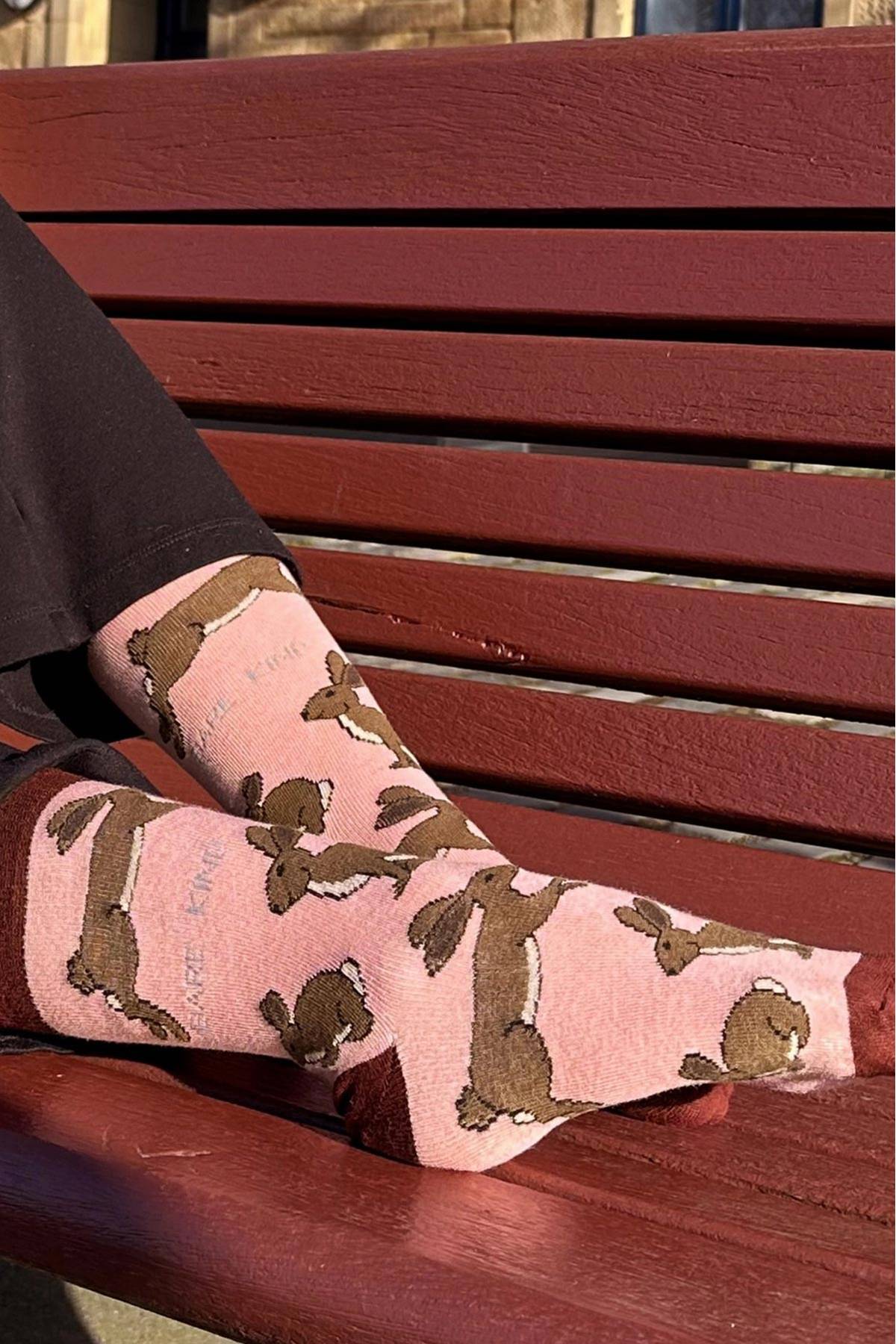 Save the Hares Pink Bamboo Crew Socks — Urban Wild