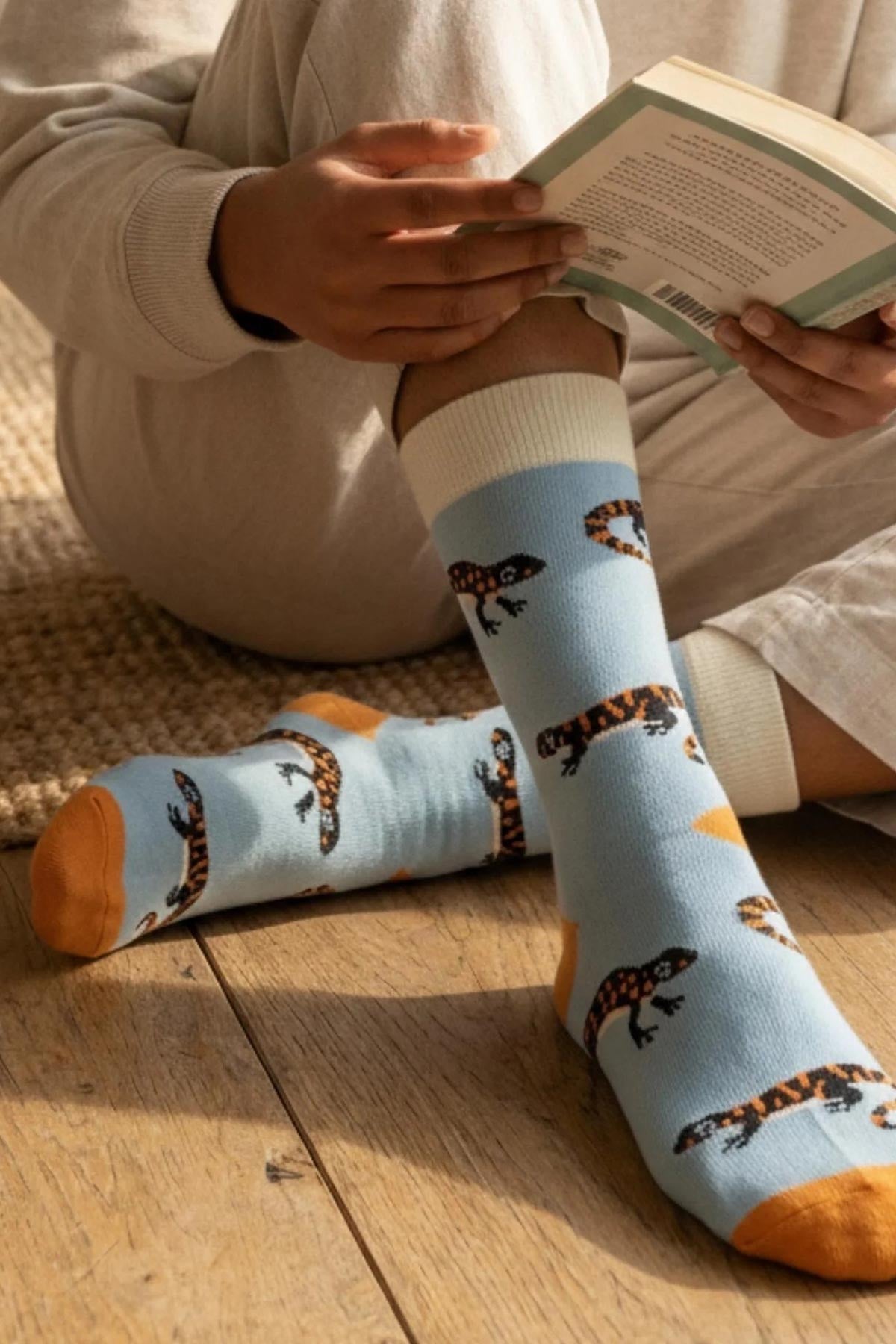 Save the Salamander Blue Bamboo Crew Socks — Urban Wild