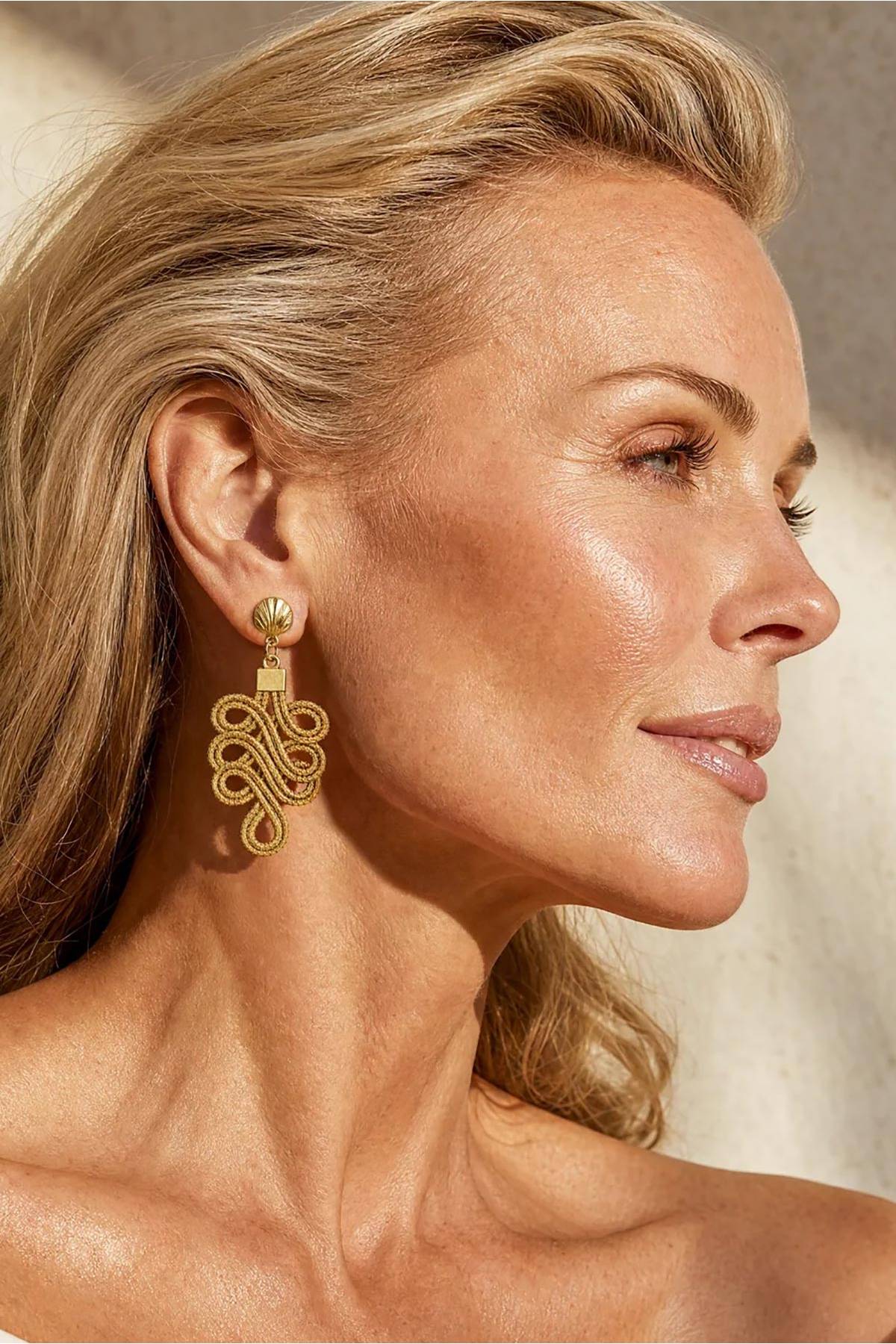 Selva Golden Grass Statement Earrings in Natural Gold — Urban Wild