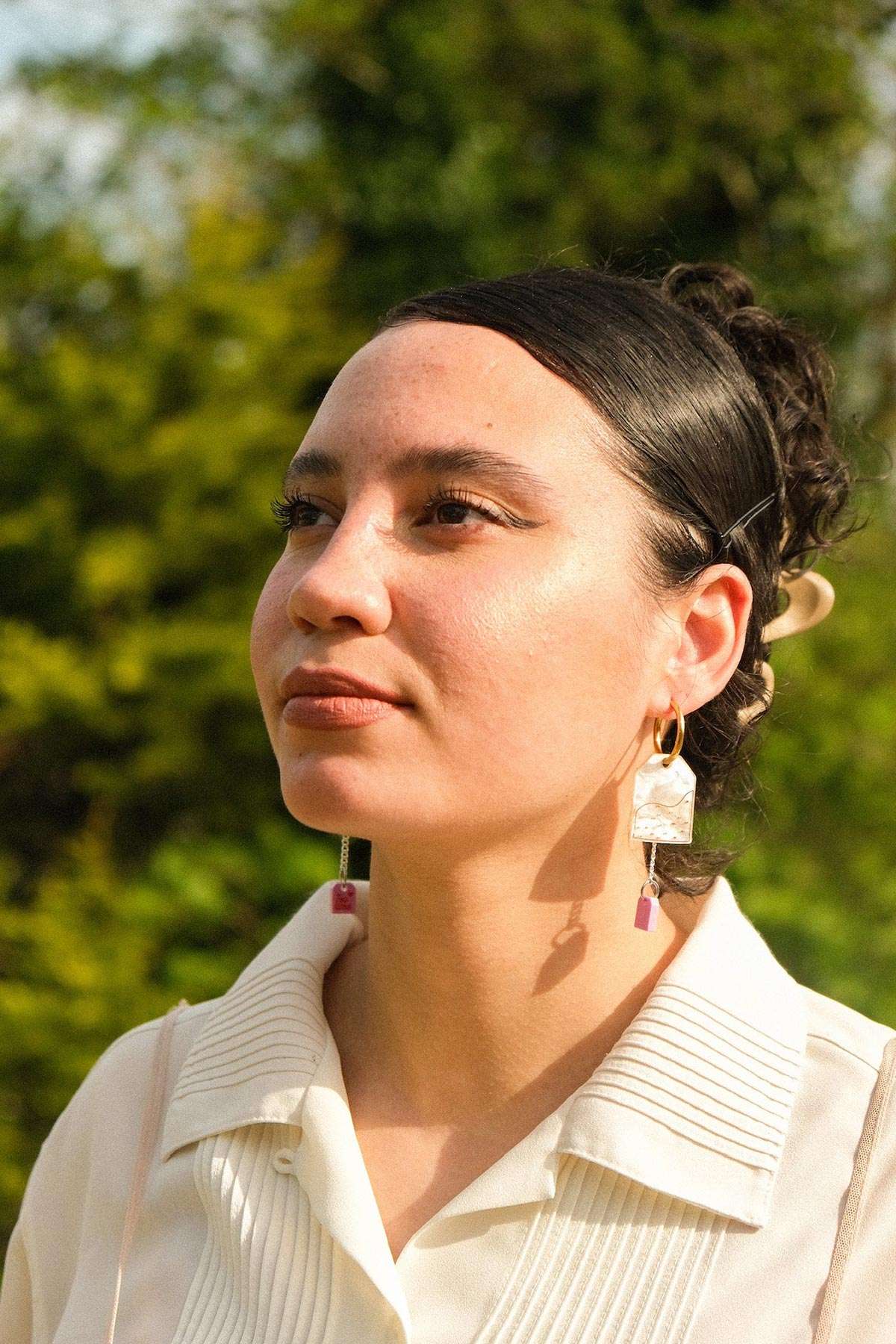 Tea Bag Charm Hoop Earrings in Gold Stainless Steel — Urban Wild