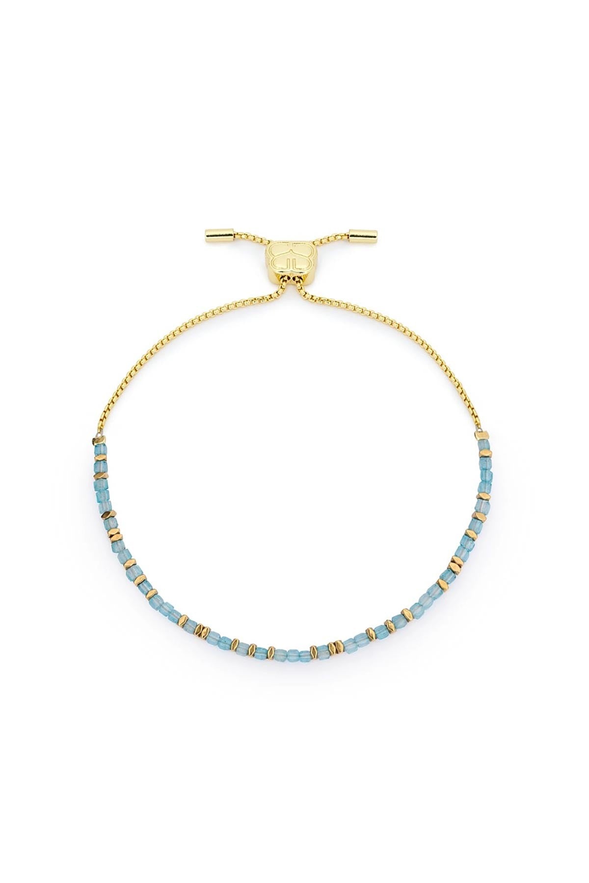 Valentina gold and blue topaz faceted gemstone slider bracelet on chain — Urban Wild