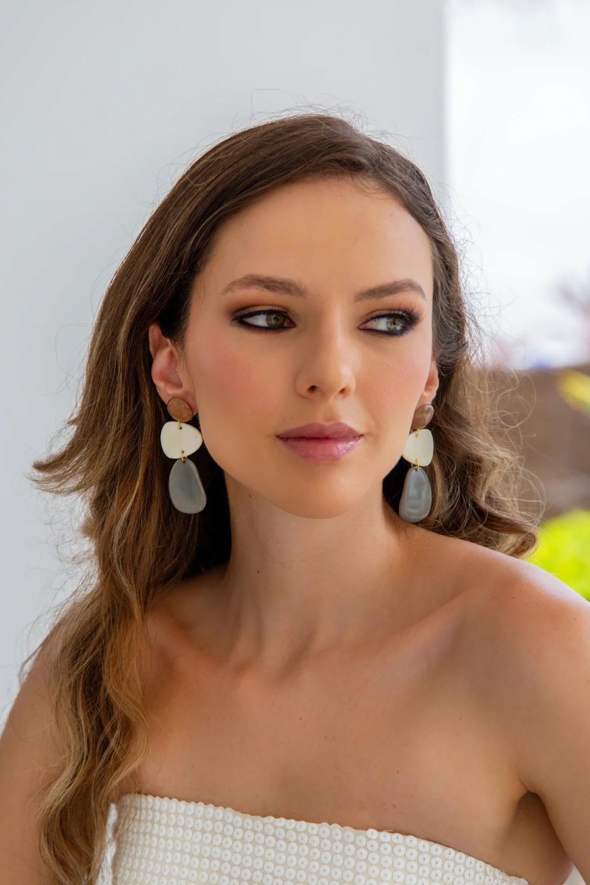 Tagua Statement Earrings - Teal and Black — Urban Wild