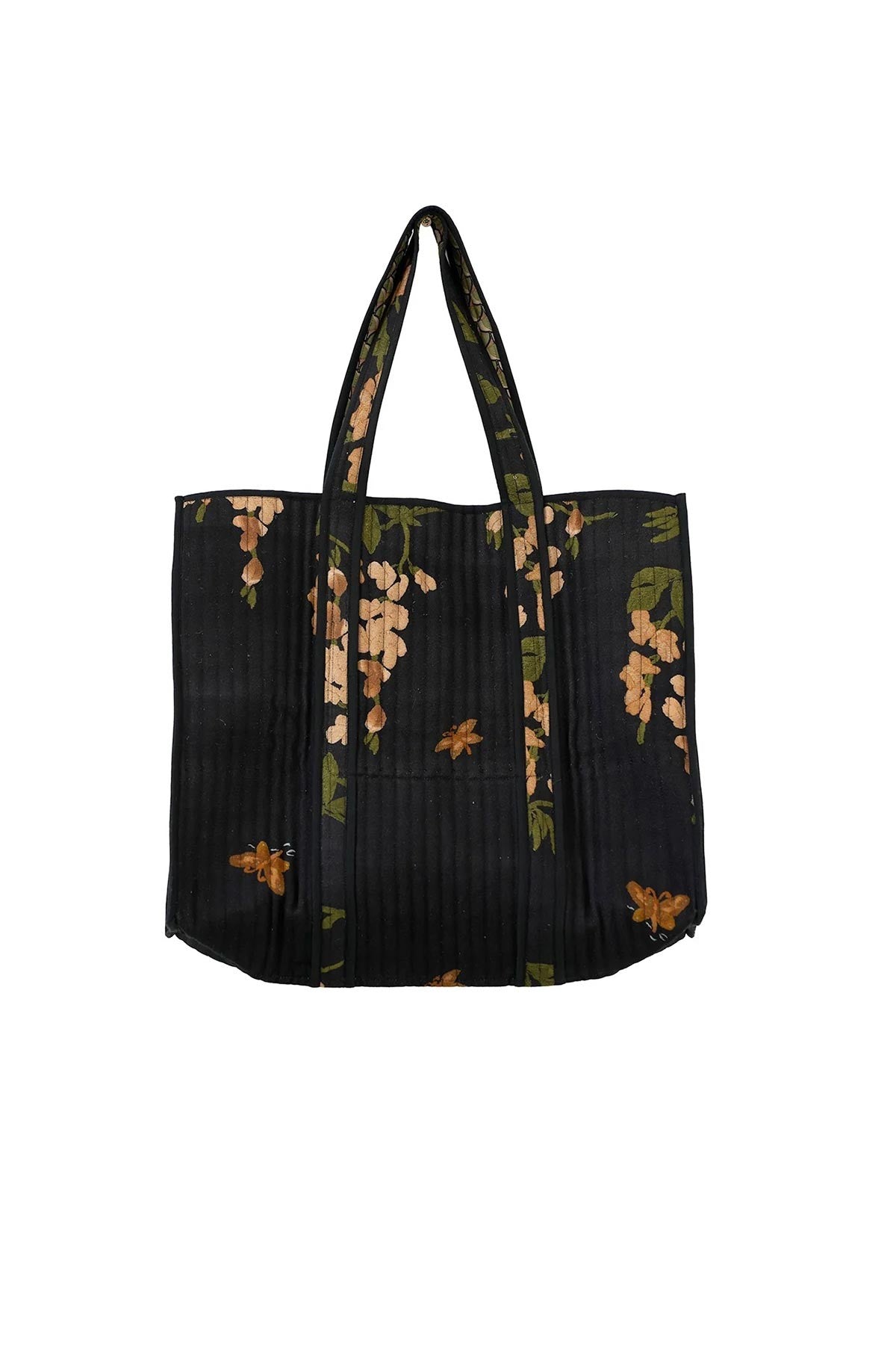 Wisteria Black Quilted Organic Cotton Velvet Tote Bag — Urban Wild