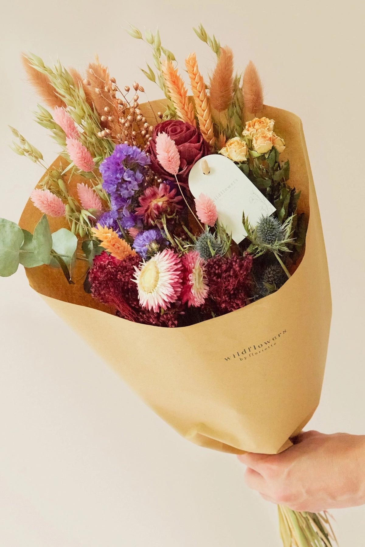 Burgundy dried flowers bouquet medium