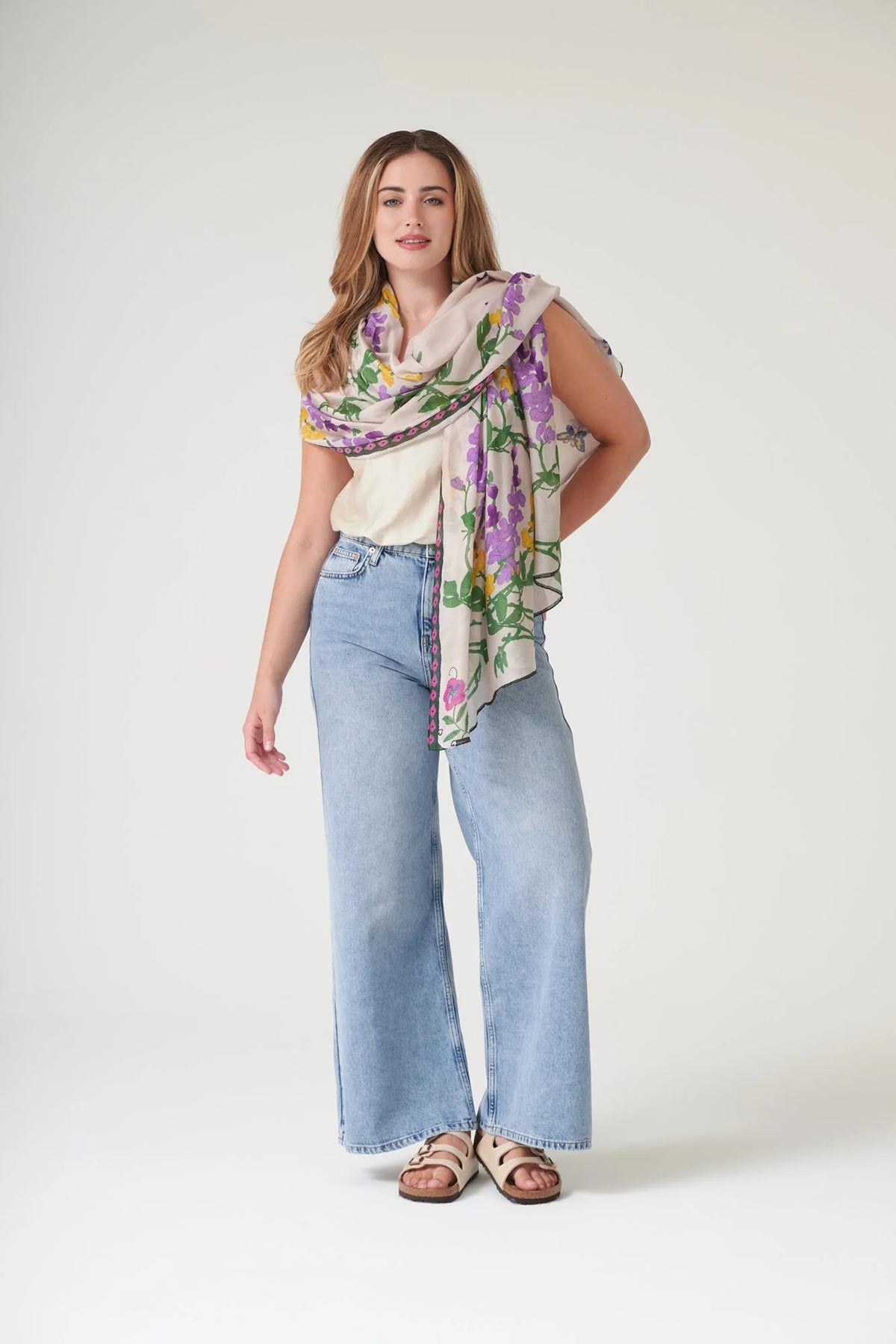 Contemporary British design botanical scarf