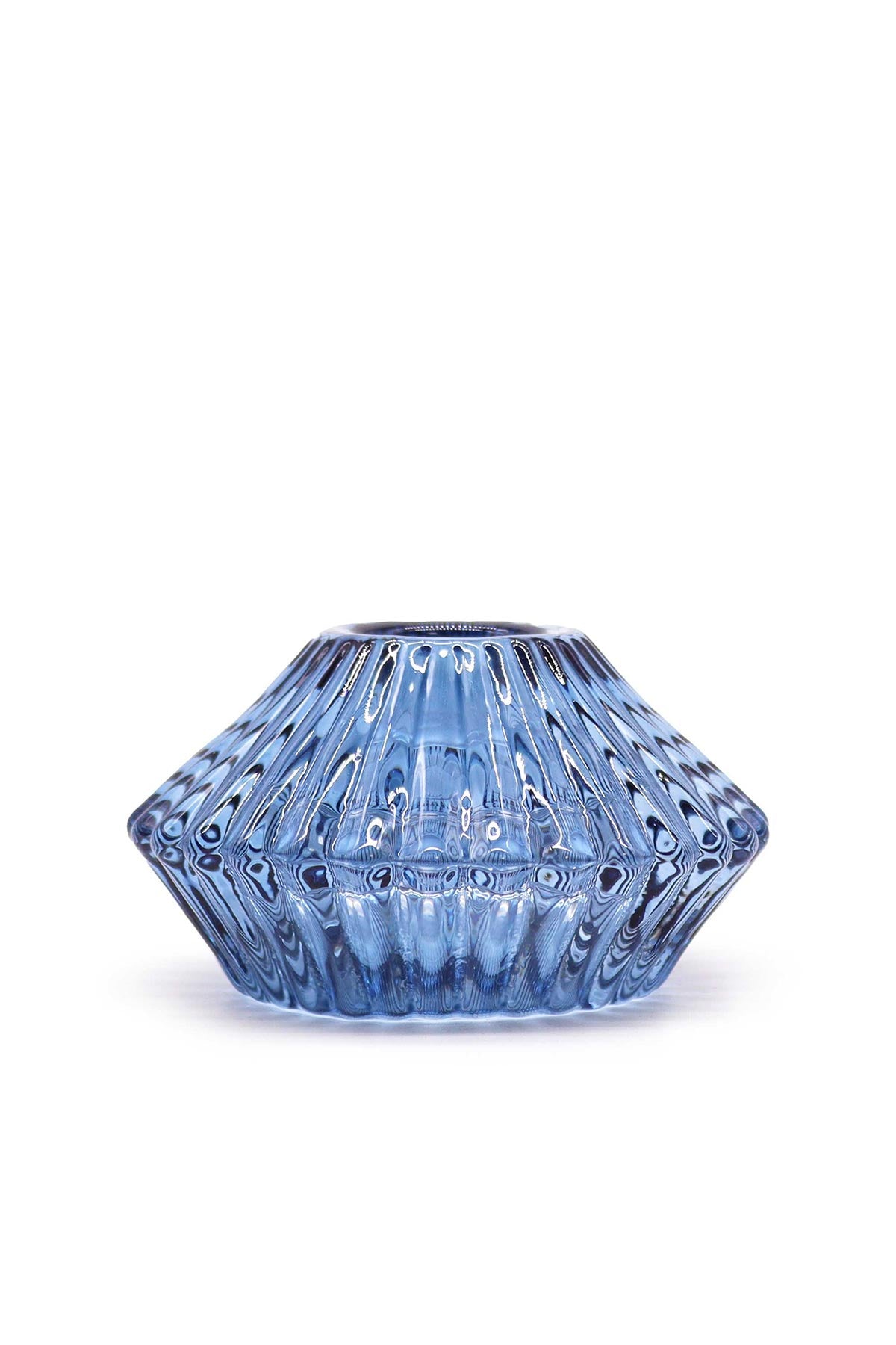 Ancient Wisdom Flower Flip Dinner Candle & Tea Light Holder In Royal Blue