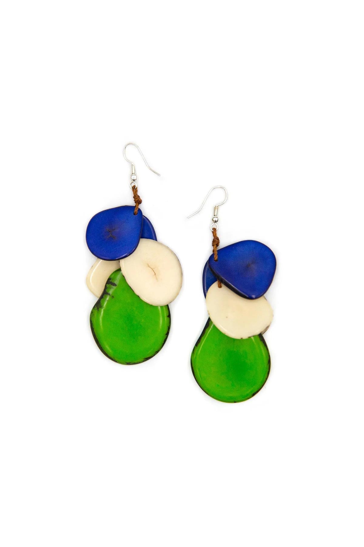 Tagua By Soraya Cedeño Jordin Organic Tagua Earrings In Royal Blue & Lime