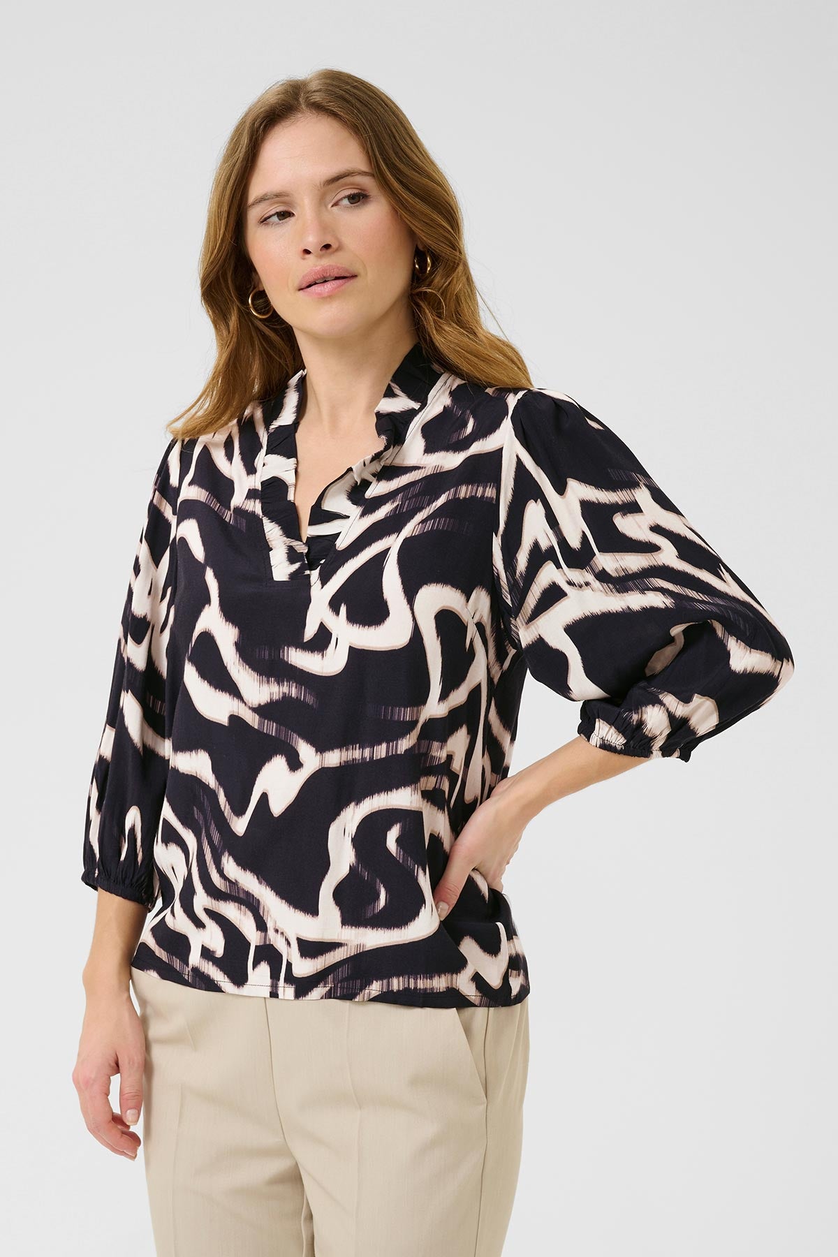 Kaffe KAmartha Frill Blouse In Black