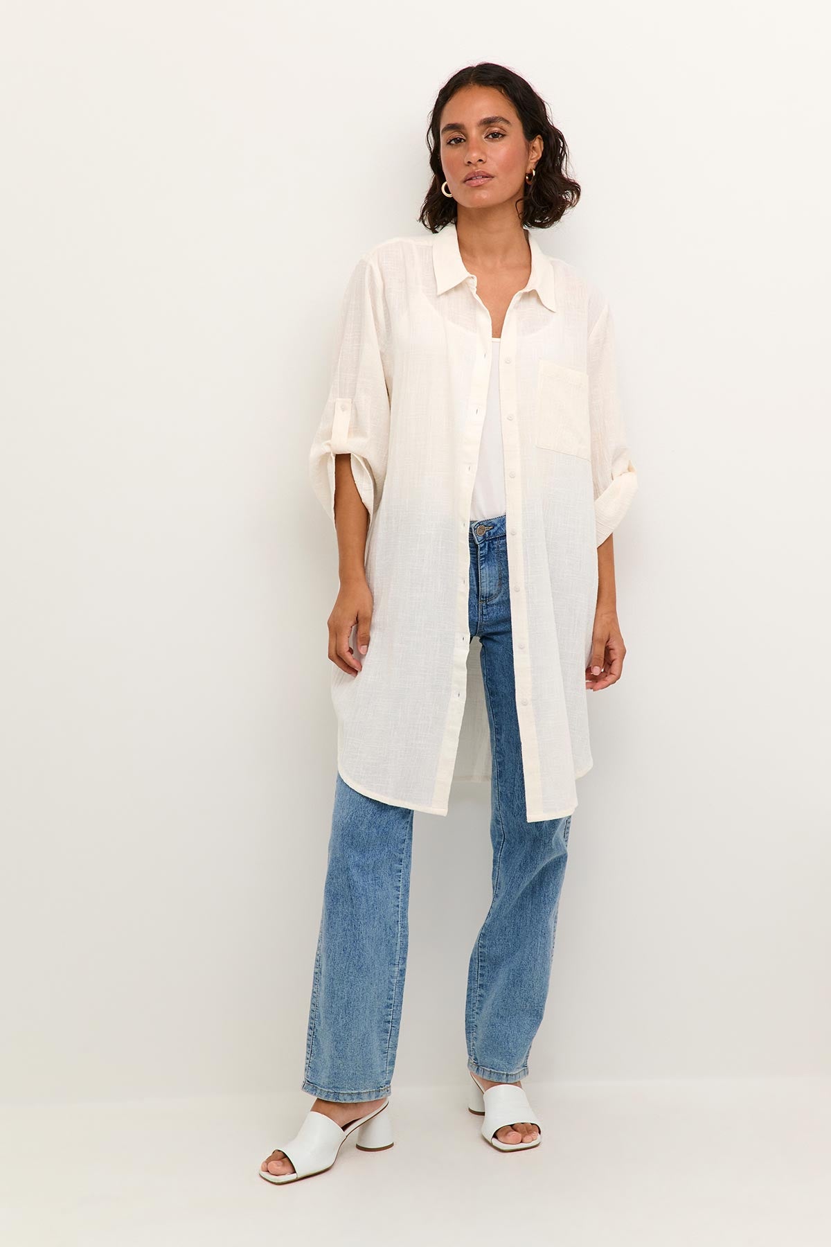 Kaffe KApauline Shirt Dress In Chalk