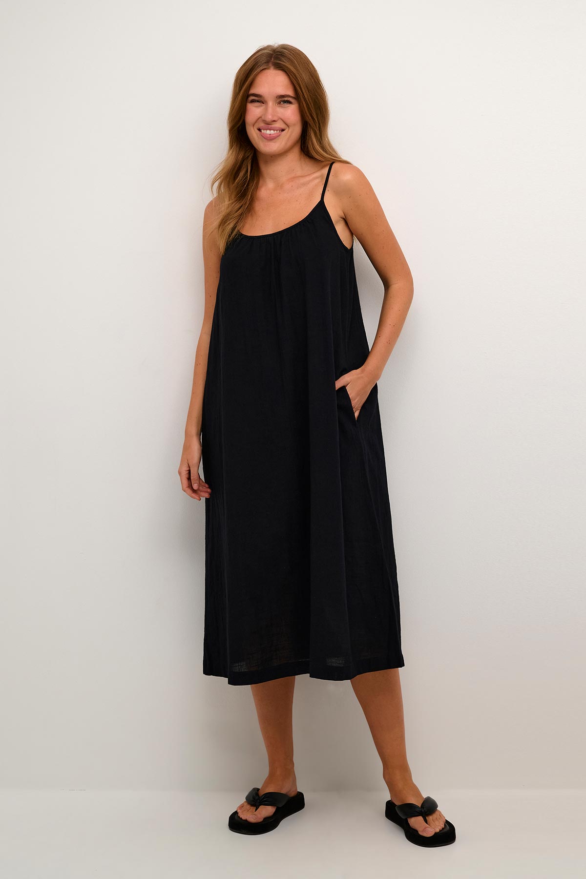Kaffe KApauline Strap Dress In Black