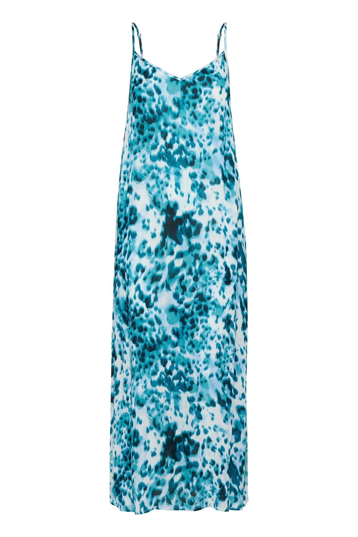 Kaffe KAthora Dress In Teal Leopard Print