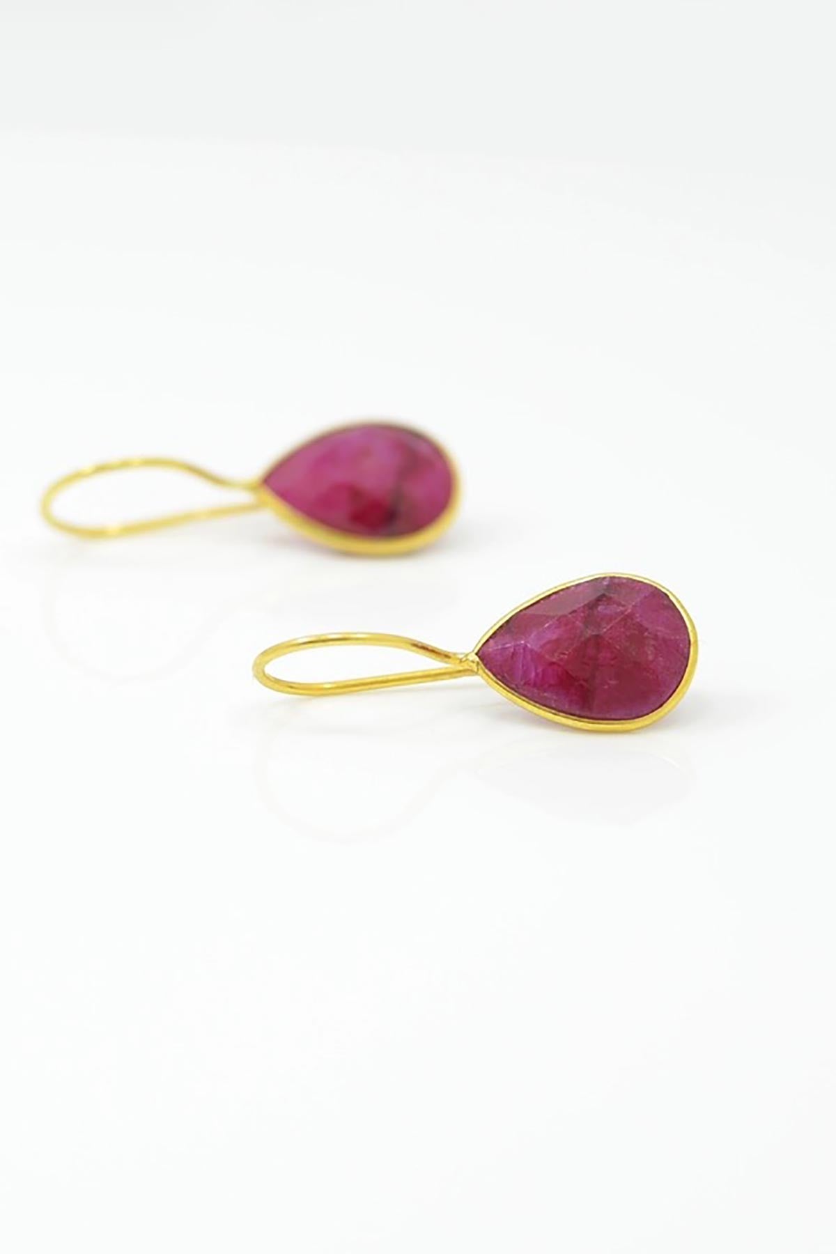 Noyre Berlin Teardrop Gemstone Earring - Red Sillimanite
