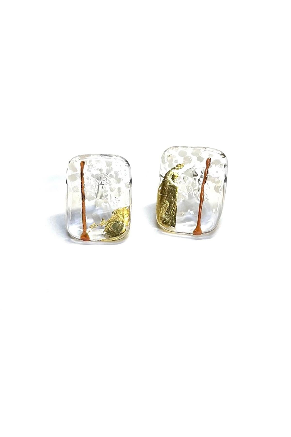 Helen Chalmers Sapporo Handmade Glass Panel Stud Earrings