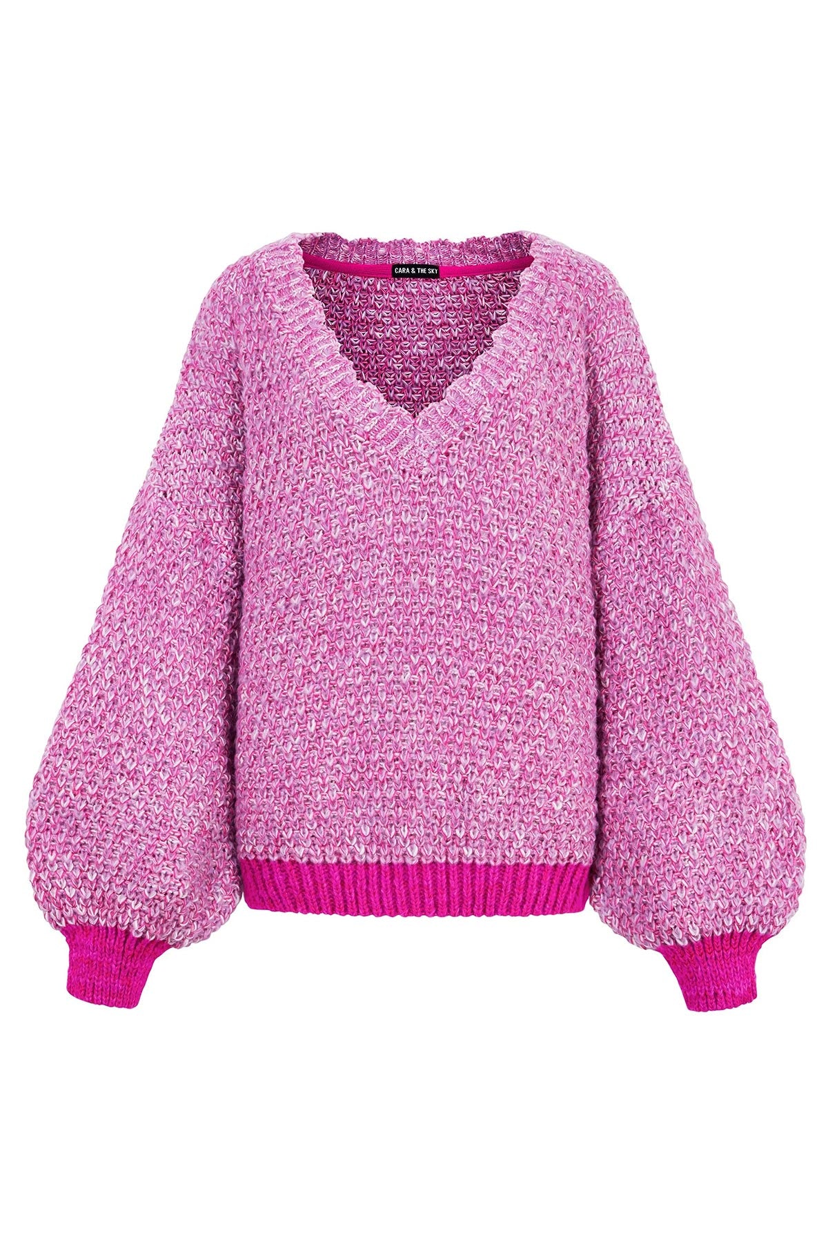 Cara & The Sky Zohar Twist Oversized V Neck Jumper In Pink