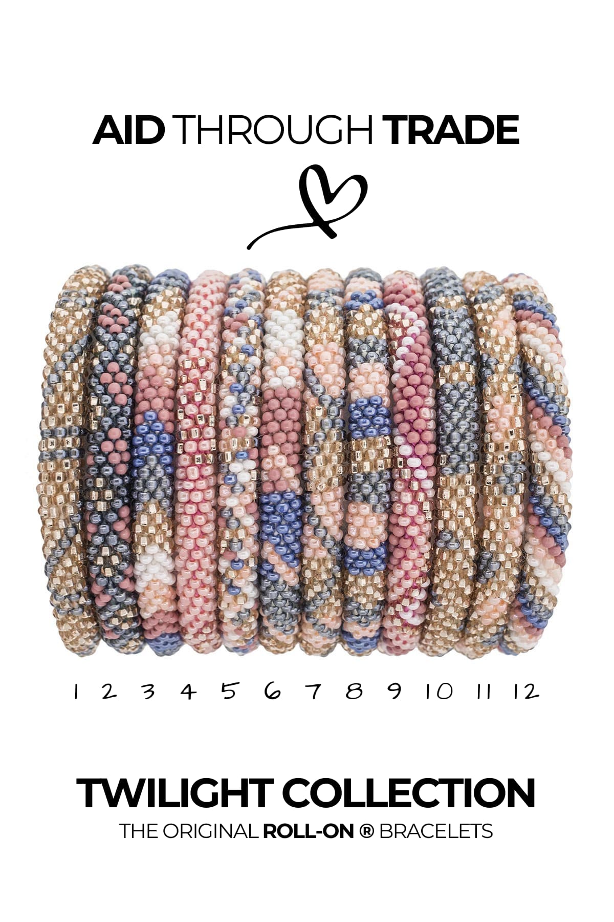 Handmade glass bead roll-on bracelets Twilight