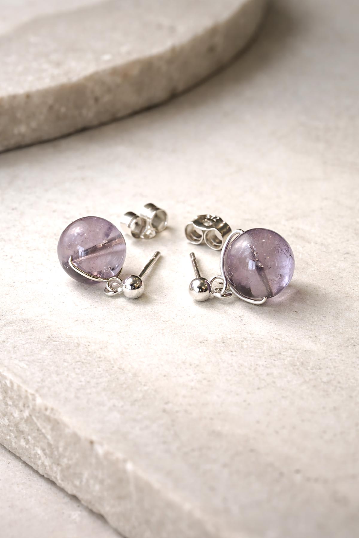 Handmade ametrine stud earrings by Twigs & Stones