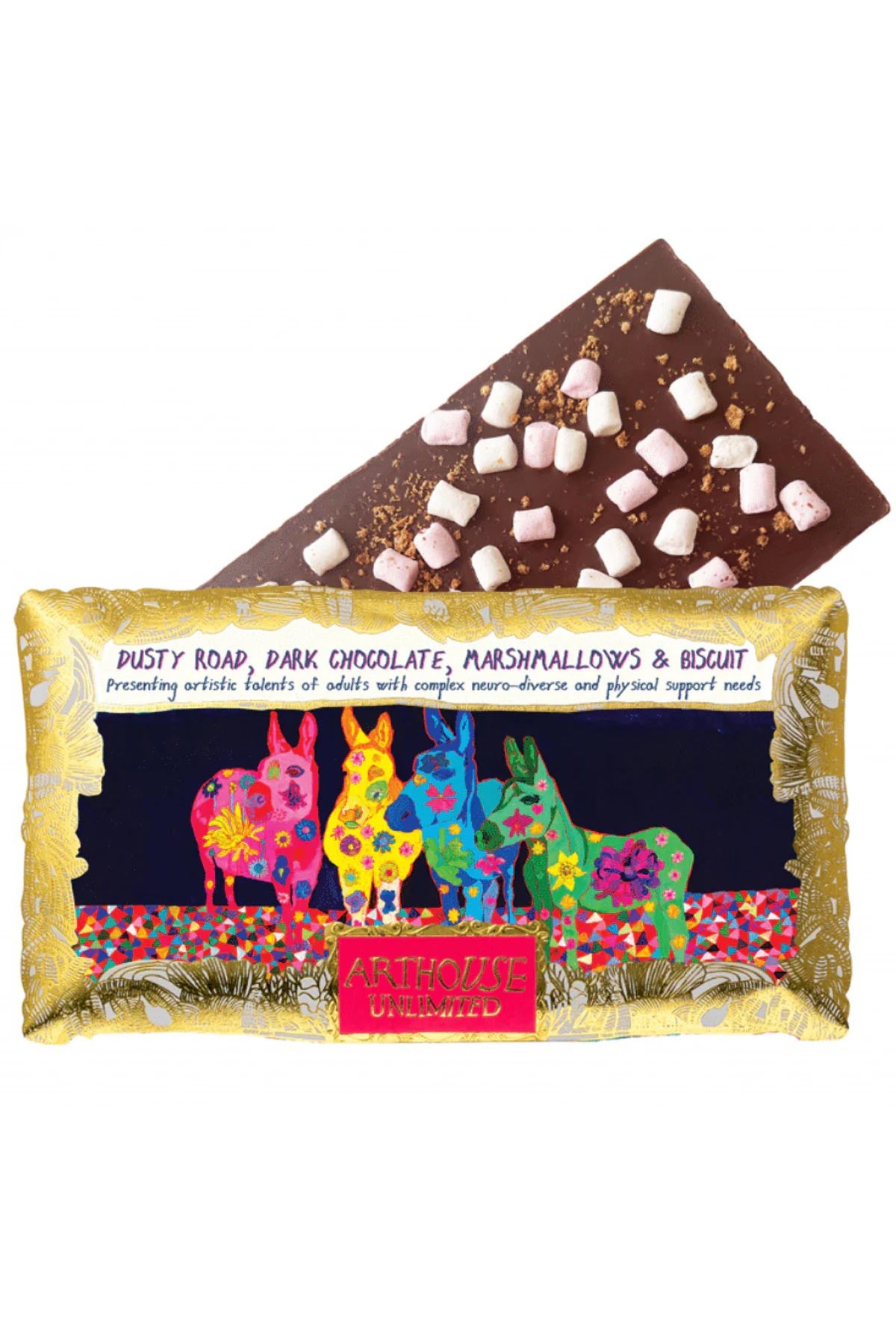ARTHOUSE Unlimited Dusty Road Dark Chocolate Bar with marshmallow and biscuit pieces