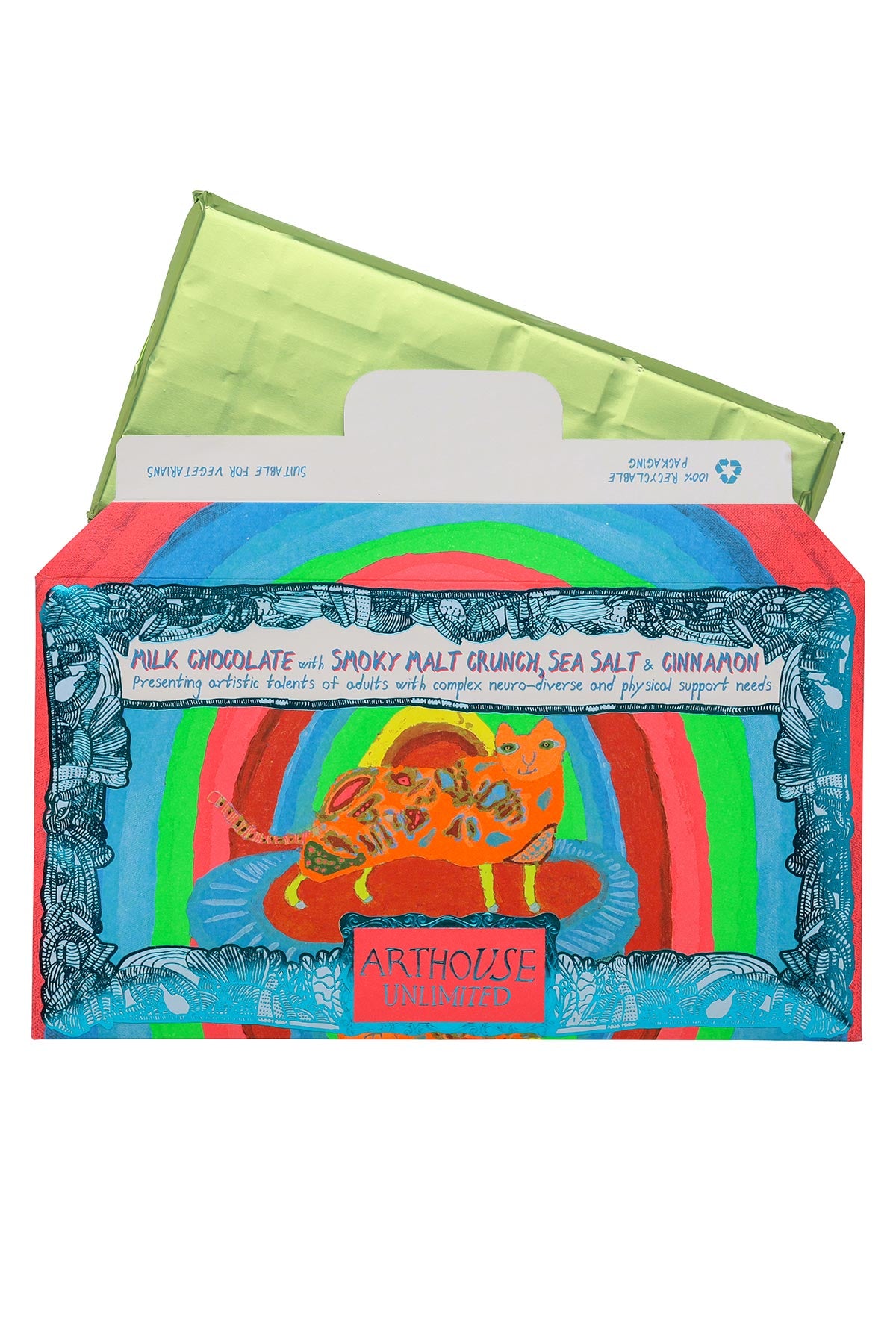 ARTHOUSE Unlimited Rainbow Cat Milk Chocolate Bar with smoky malt crunch