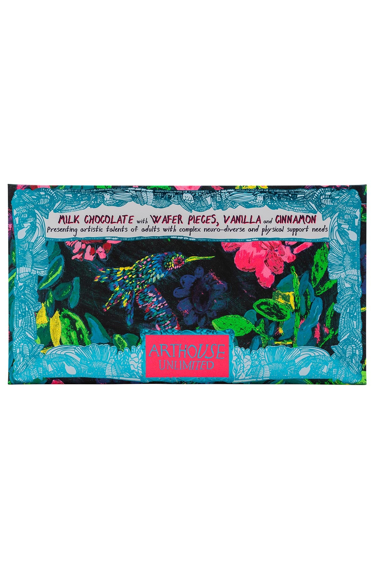 Sweet Nectar chocolate bar wrapped in floral artist-designed packaging