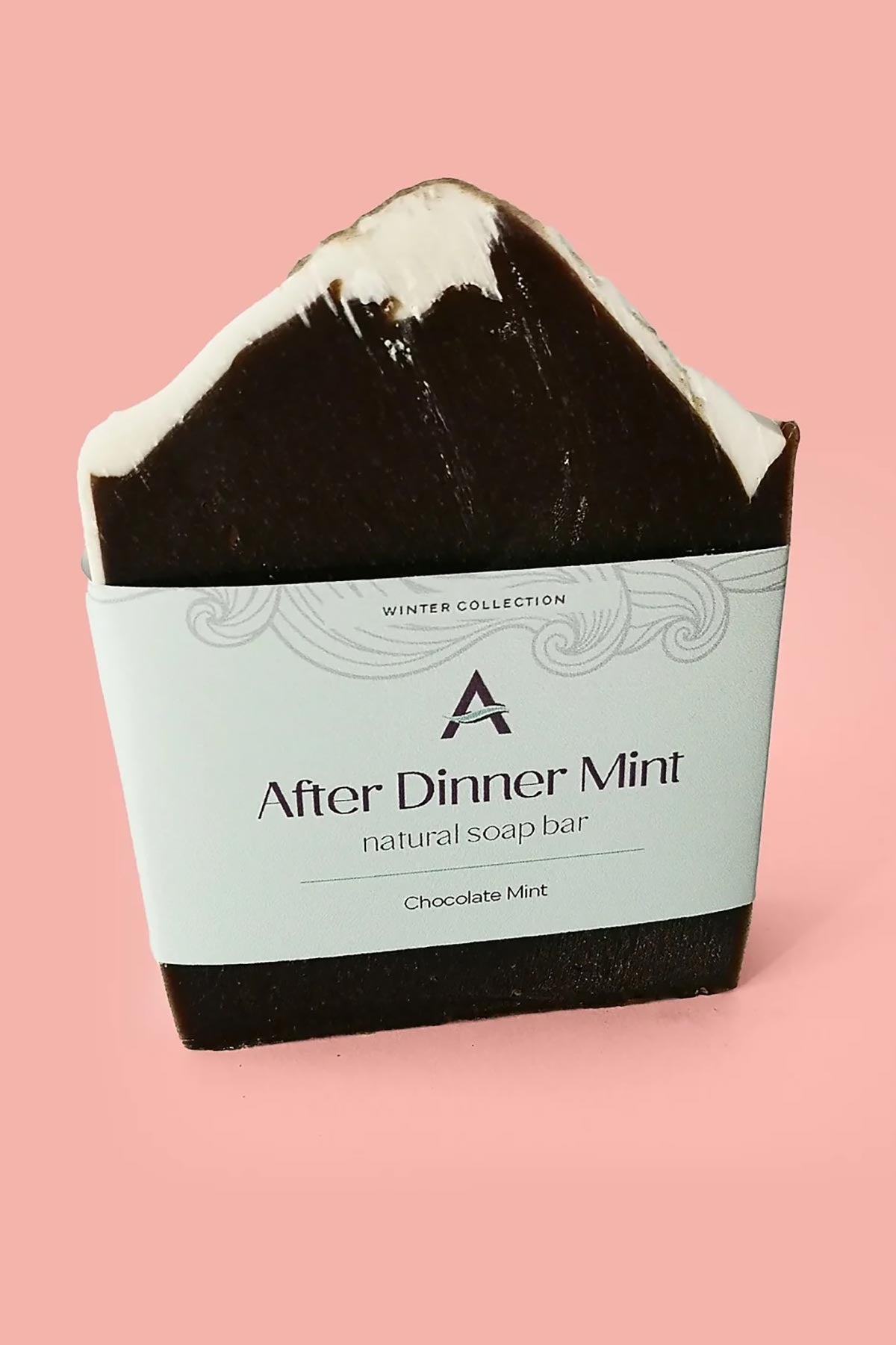 After Dinner Mint soap bar styled for bathroom