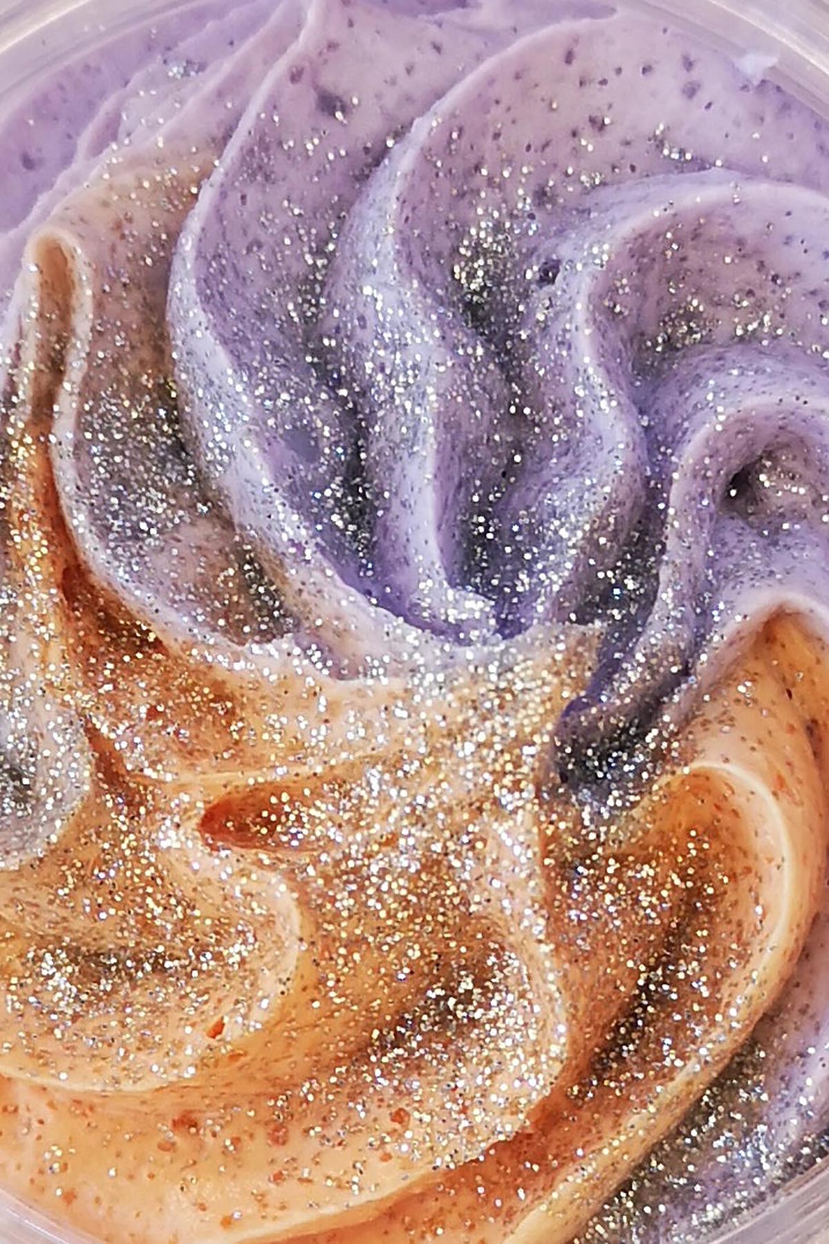 Handmade festive body polish with golden shimmer