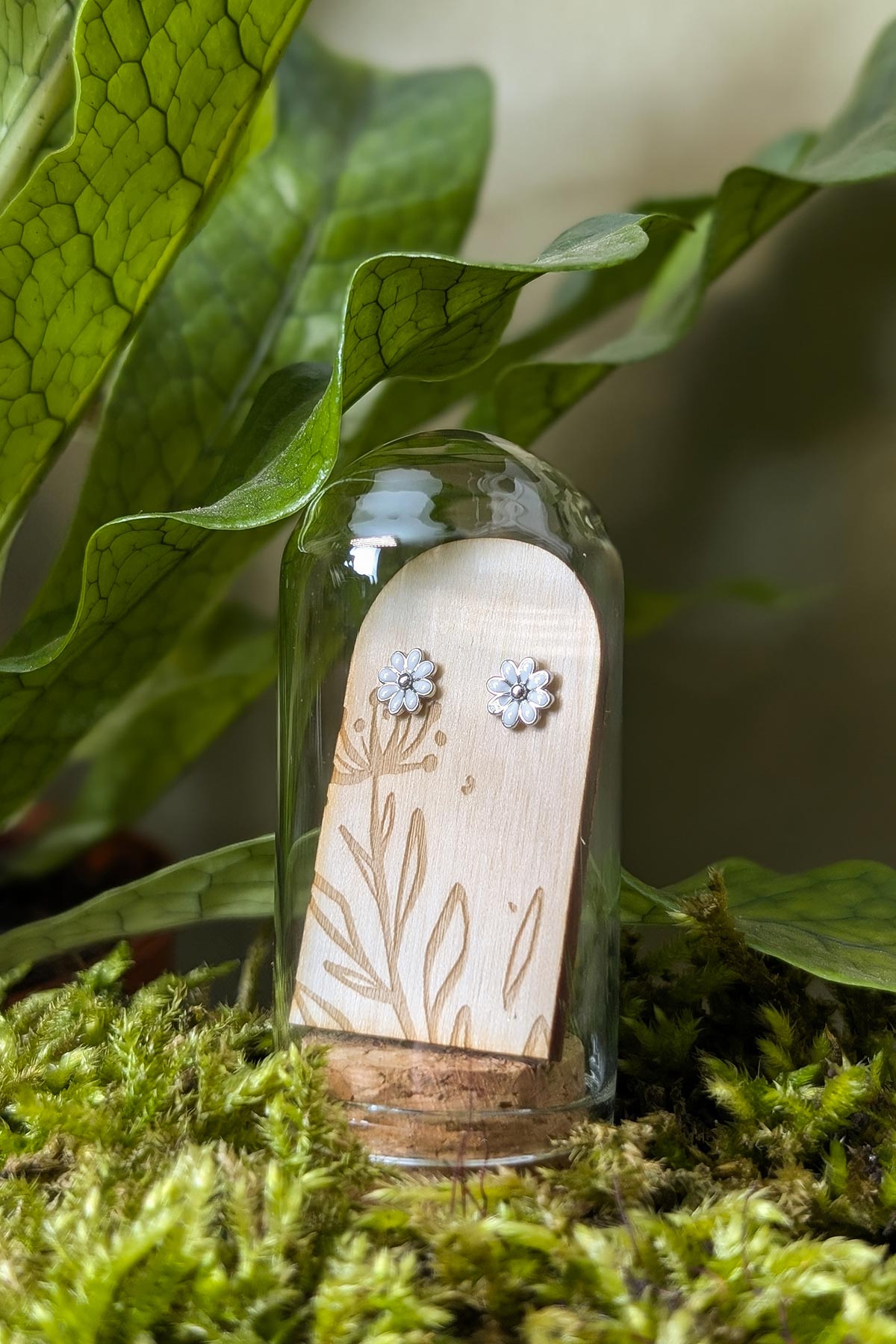 Dainty flower sterling silver and enamel studs by Banksia Botanicals at Urban Wild