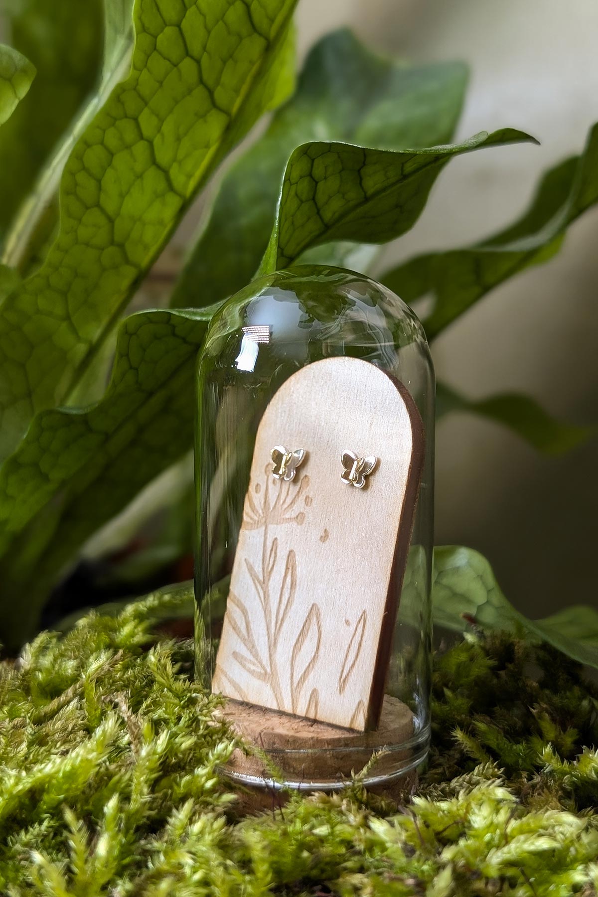 Mini butterfly sterling silver studs by Banksia Botanicals at Urban Wild