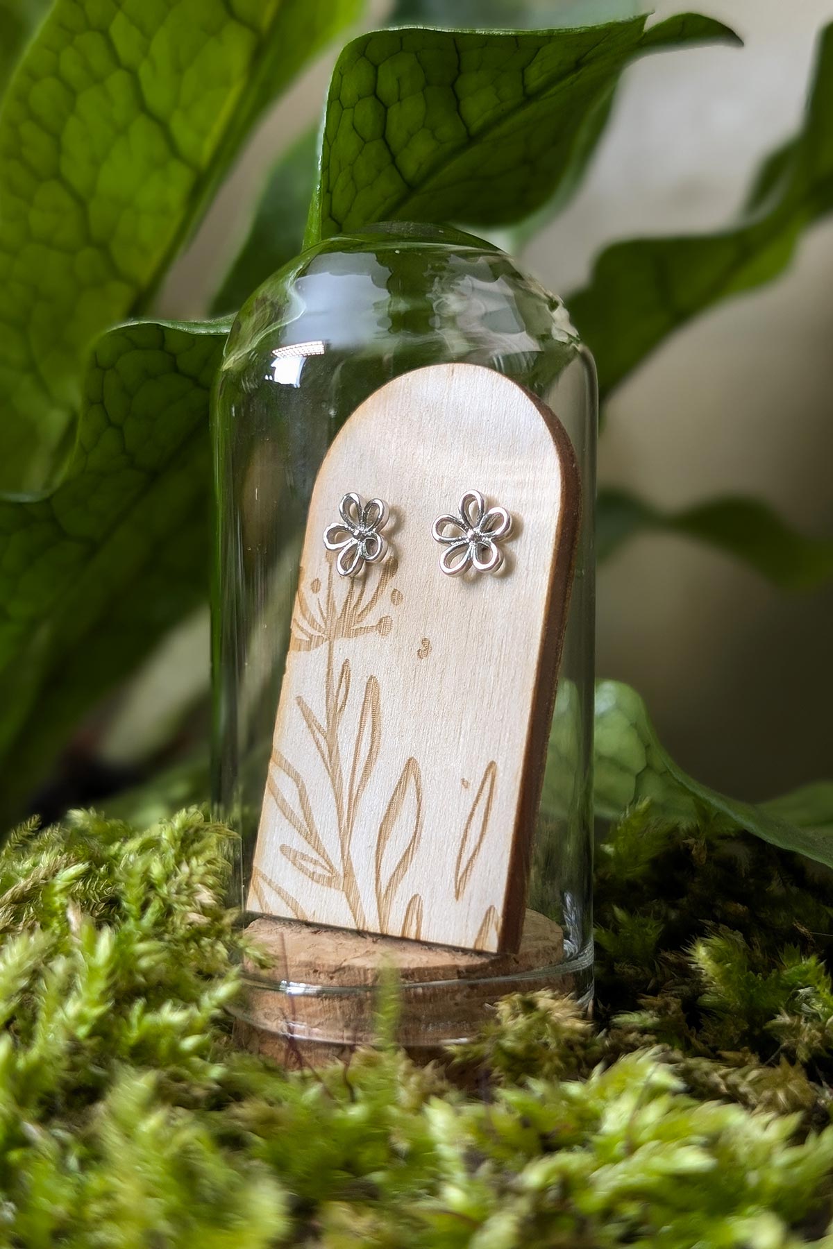 Simple daisy sterling silver studs by Banksia Botanicals at Urban Wild