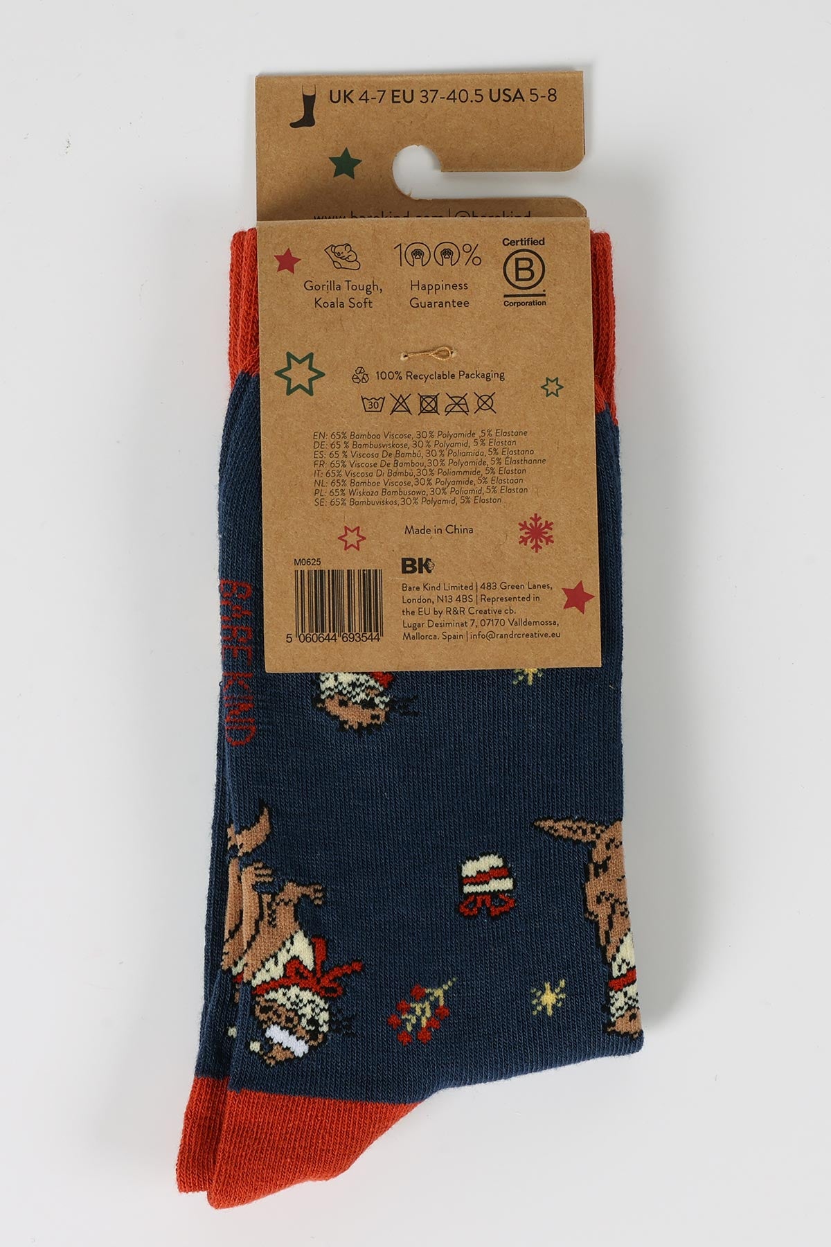 Pair of festive otter bamboo socks