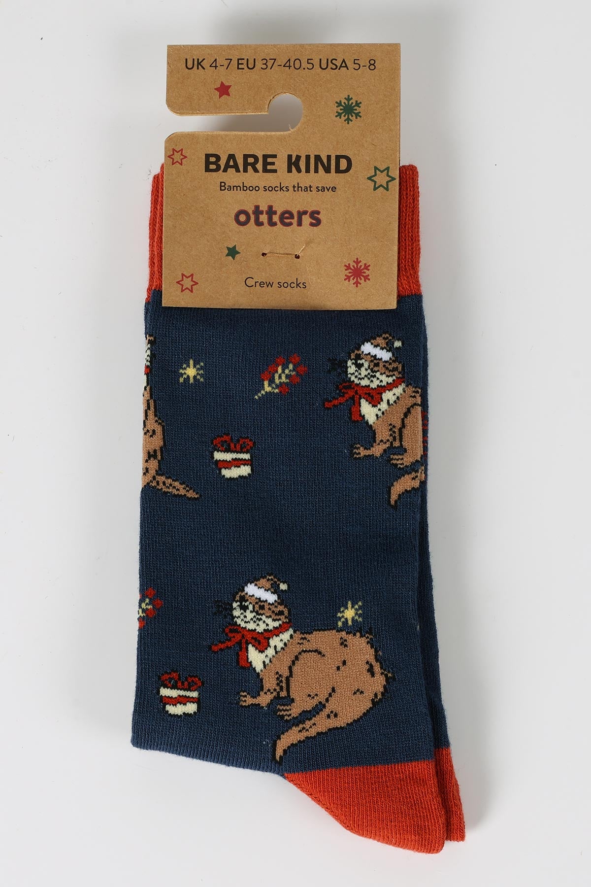 Bare Kind Christmas otter bamboo socks