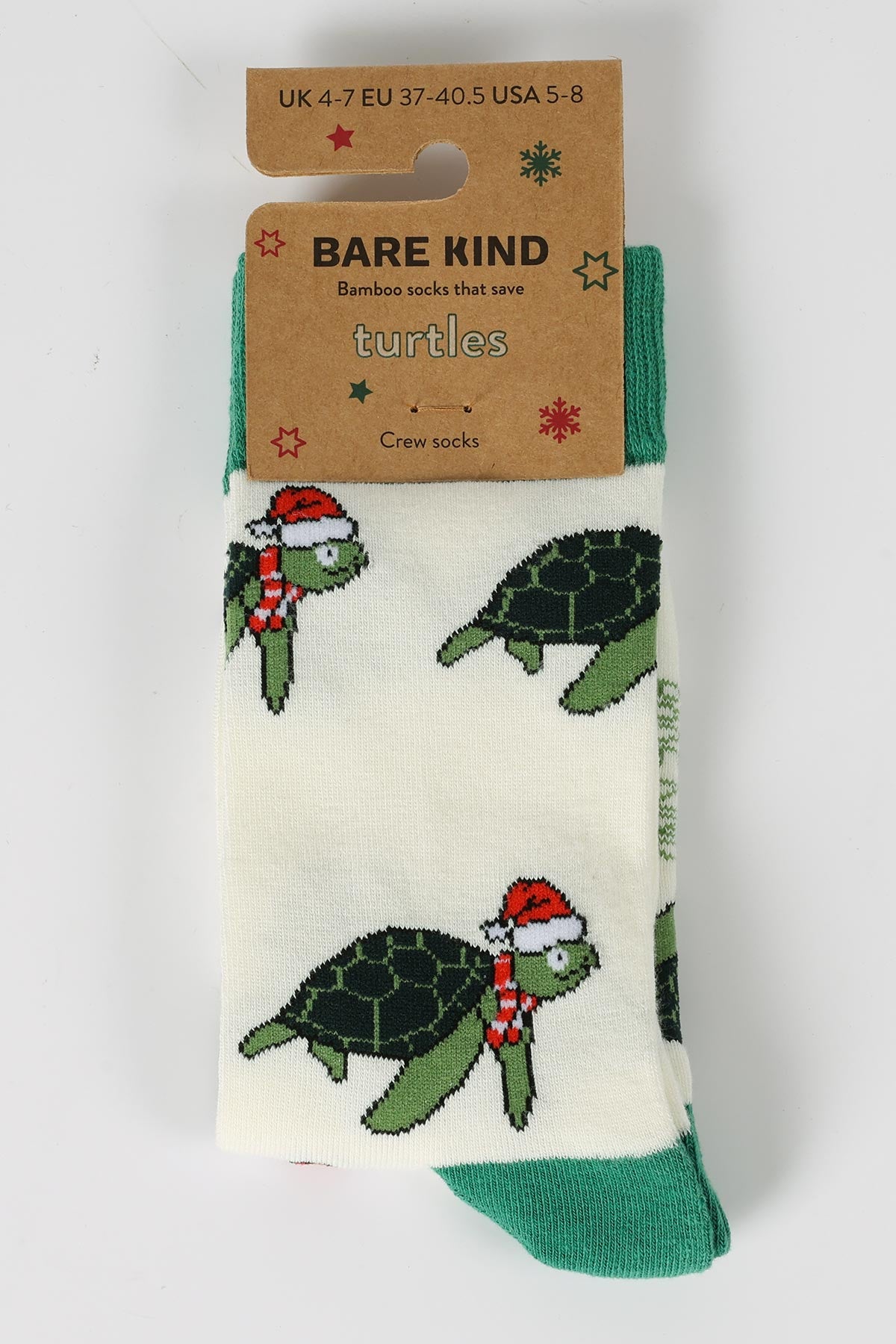 Bare Kind Christmas Turtle Bamboo Socks festive design