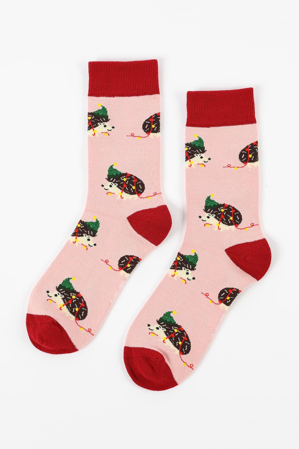 Bare Kind Christmas Hedgehog Bamboo Socks festive design detail