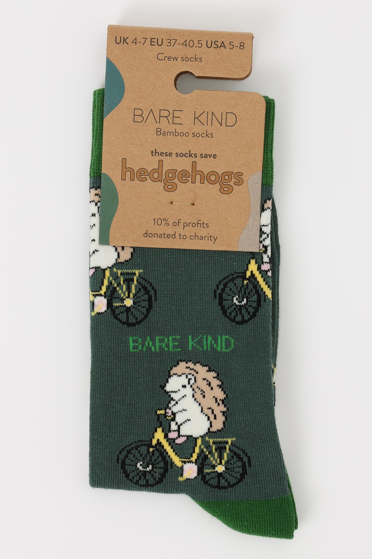 Bare Kind Sports Hedgehog Bamboo Socks with hedgehog motif