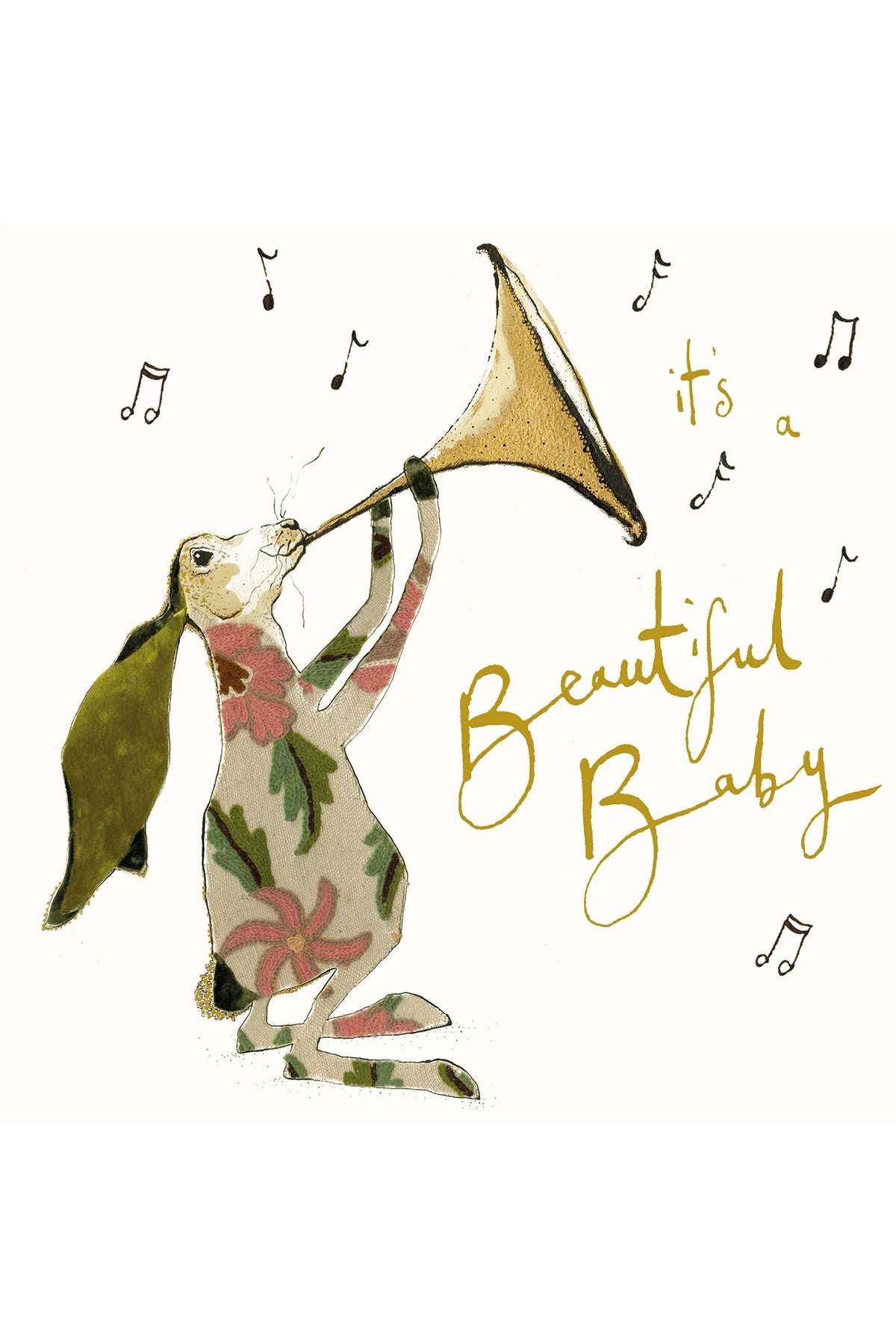 Gold foil baby hare greeting card by Anna Wright