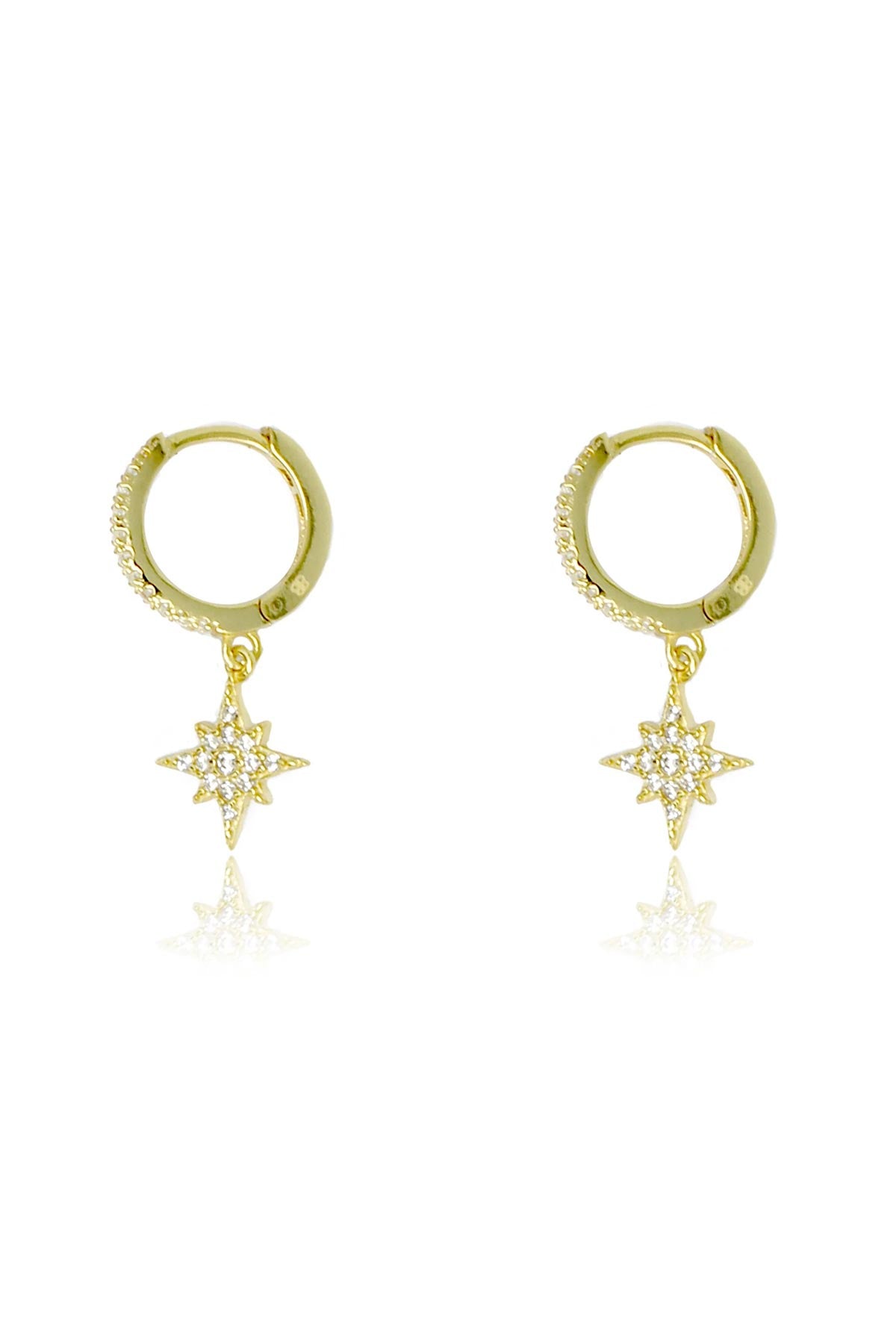 Boho Betty Cohan Gold CZ Star Hoop Earrings