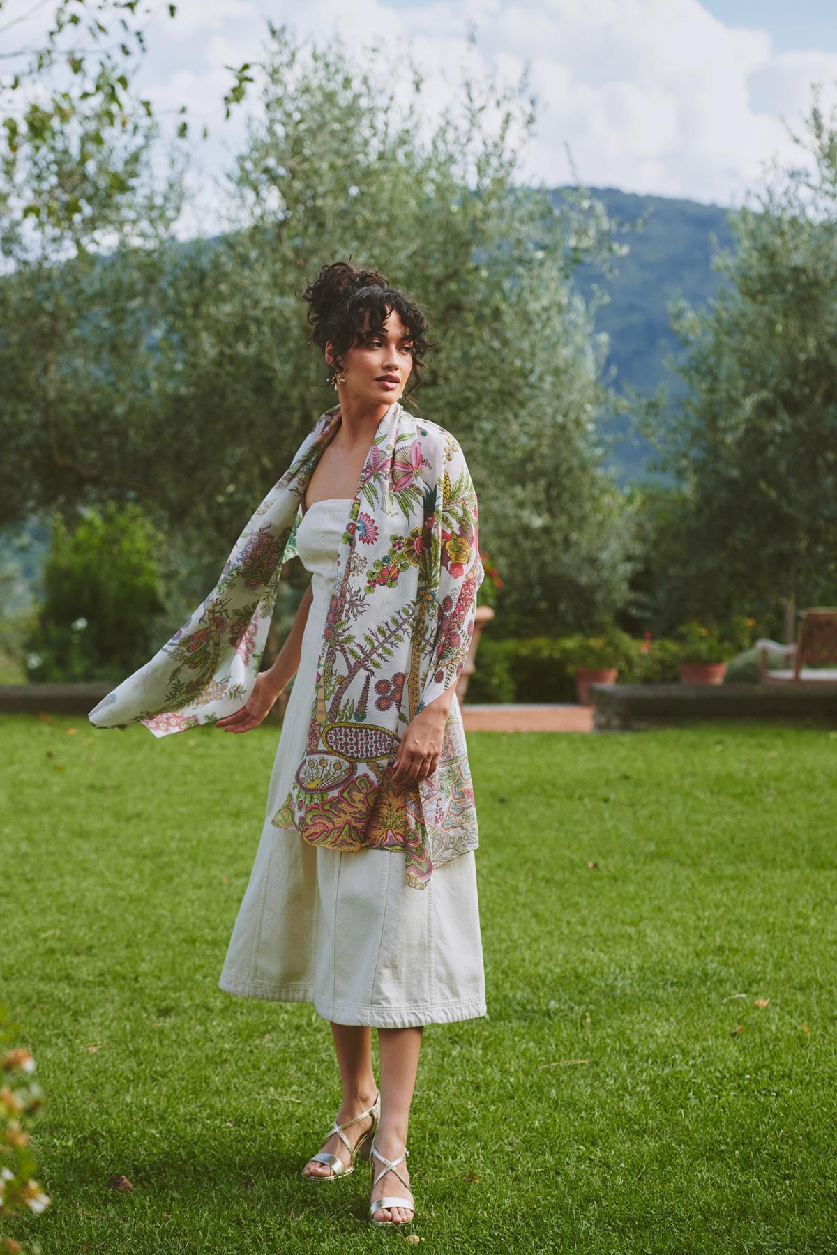 Bold botanical statement scarf
