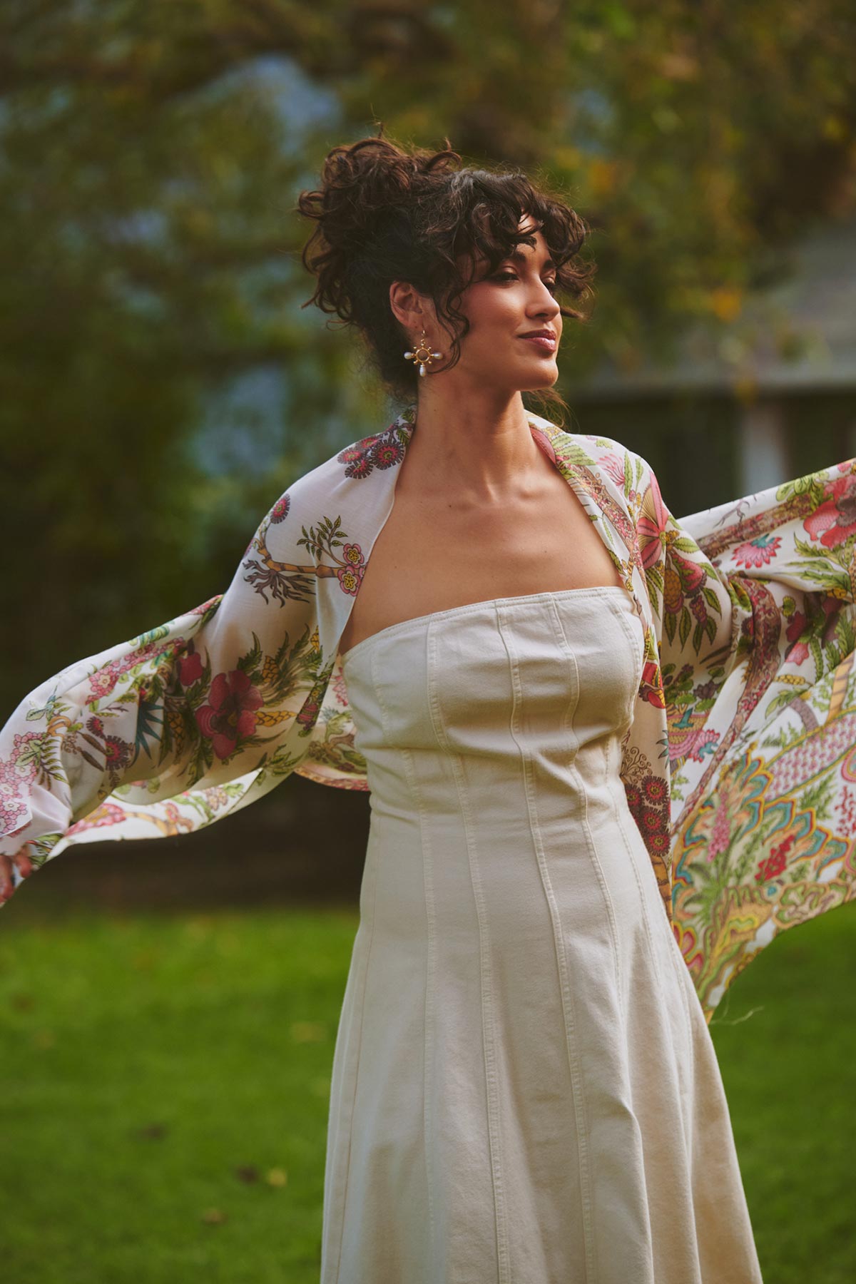 Lightweight draped neutral scarf made in India