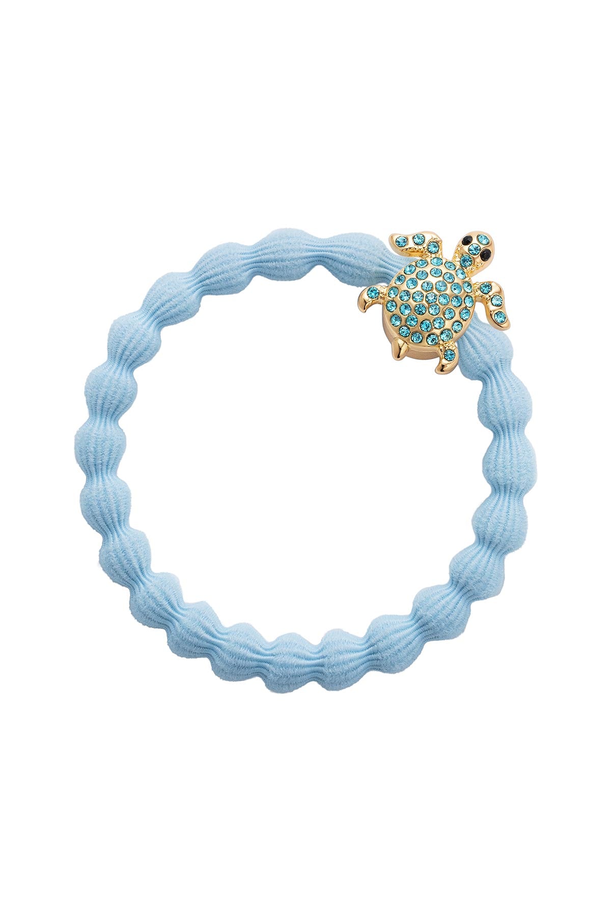 By Eloise Bling Turtle Bangle Band in sky blue shown as a stylish hair tie bracelet
