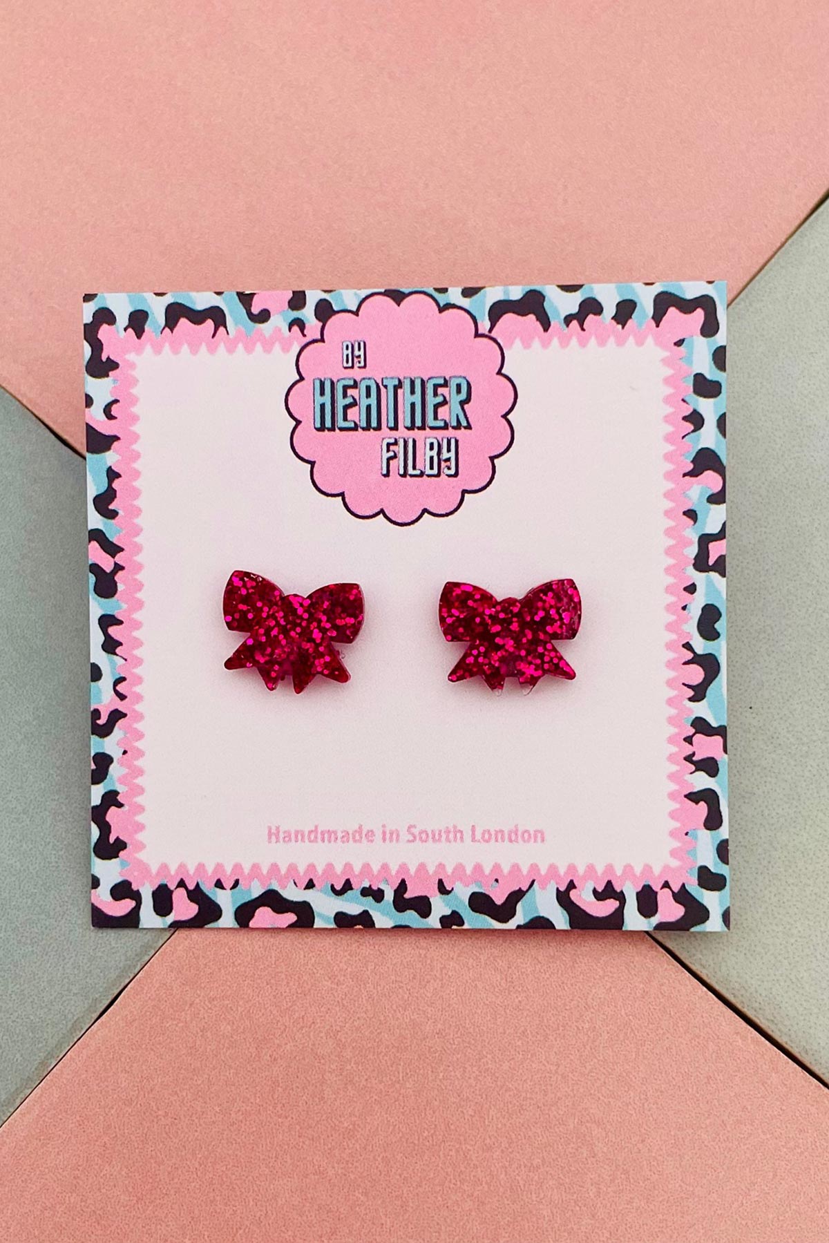 By Heather Filby pink bow studs
