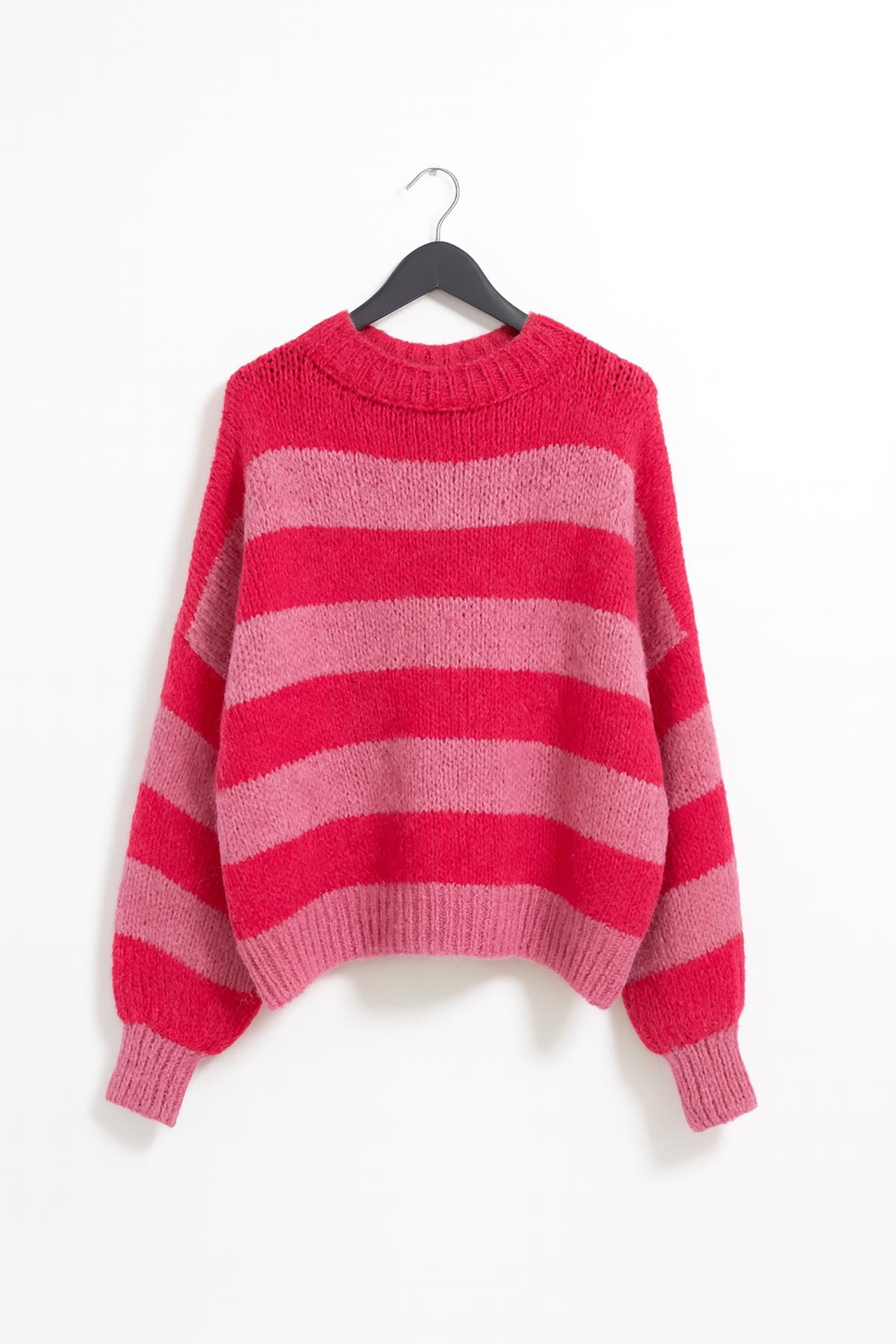 Candy Stripes Chunky Wool Blend Jumper close-up detail of texture and colour