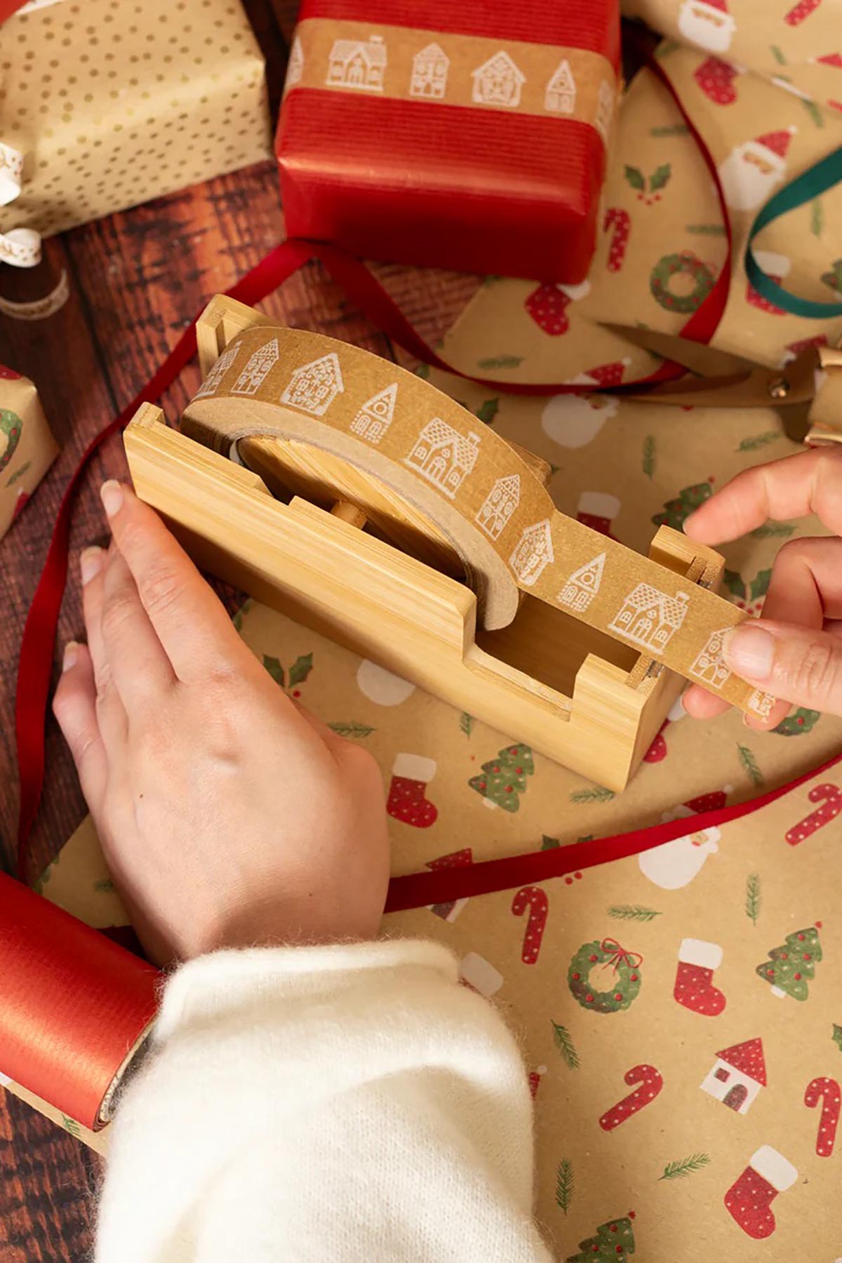 Cascayde bamboo tape dispenser for 24mm paper tapes