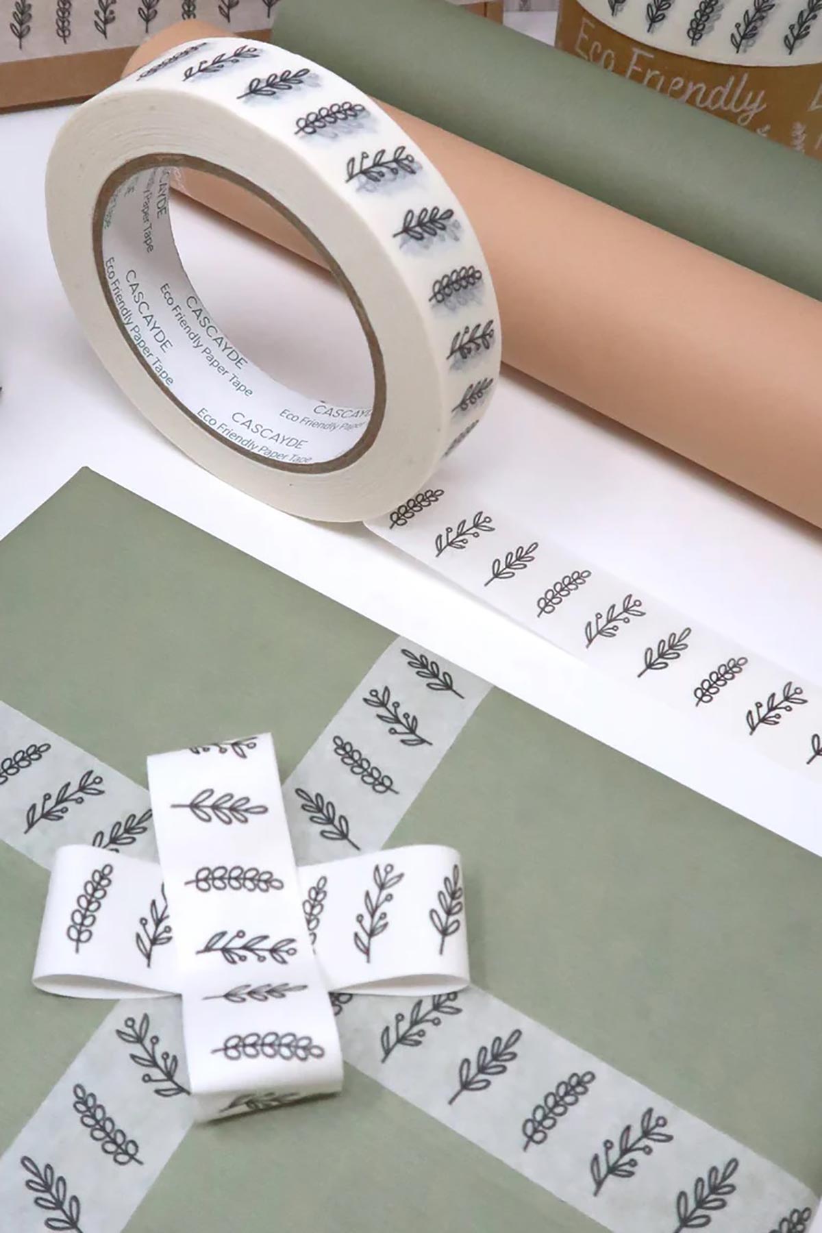 Roll of Cascayde wildflower paper tape for eco-wrapping